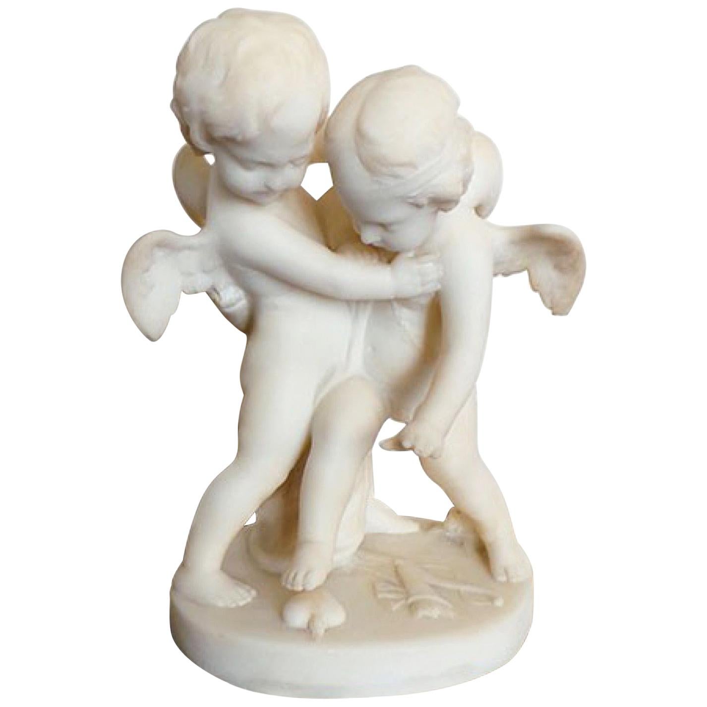 Sculpture Alabaster Les Angelots Jean Marie Pigalle, Late 19th Century