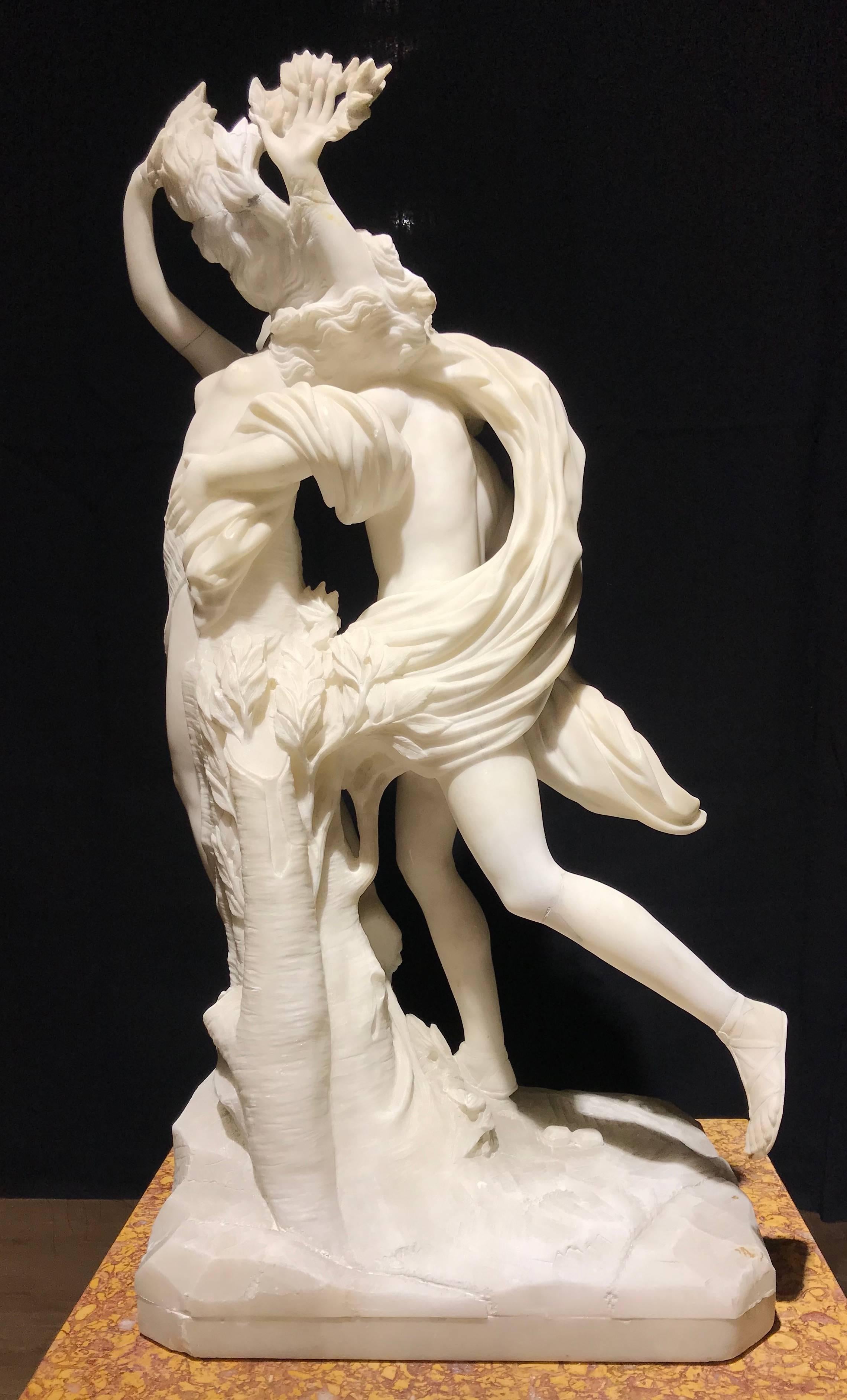 Sculpture Apollo and Dafne Italian White Alabaster 19th Century after Bernini  2