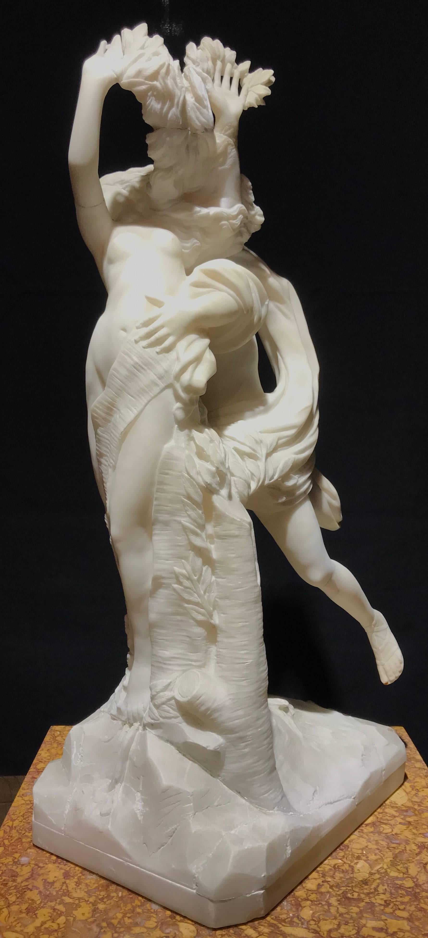 Sculpture Apollo and Dafne Italian White Alabaster 19th Century after Bernini  4