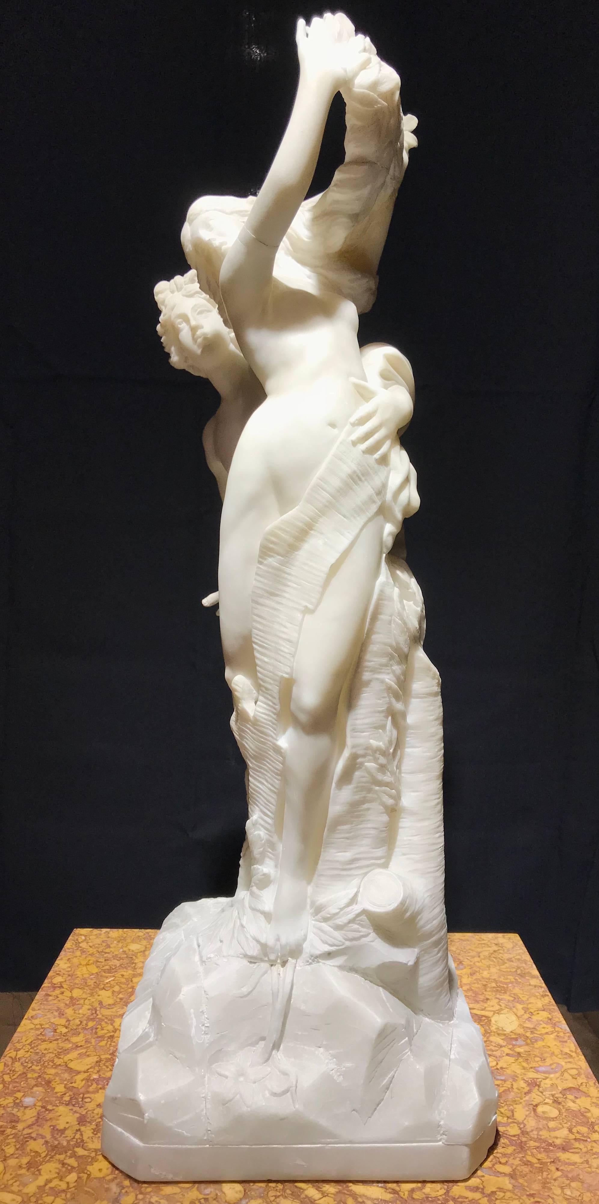 Sculpture Apollo and Dafne Italian White Alabaster 19th Century after Bernini  5