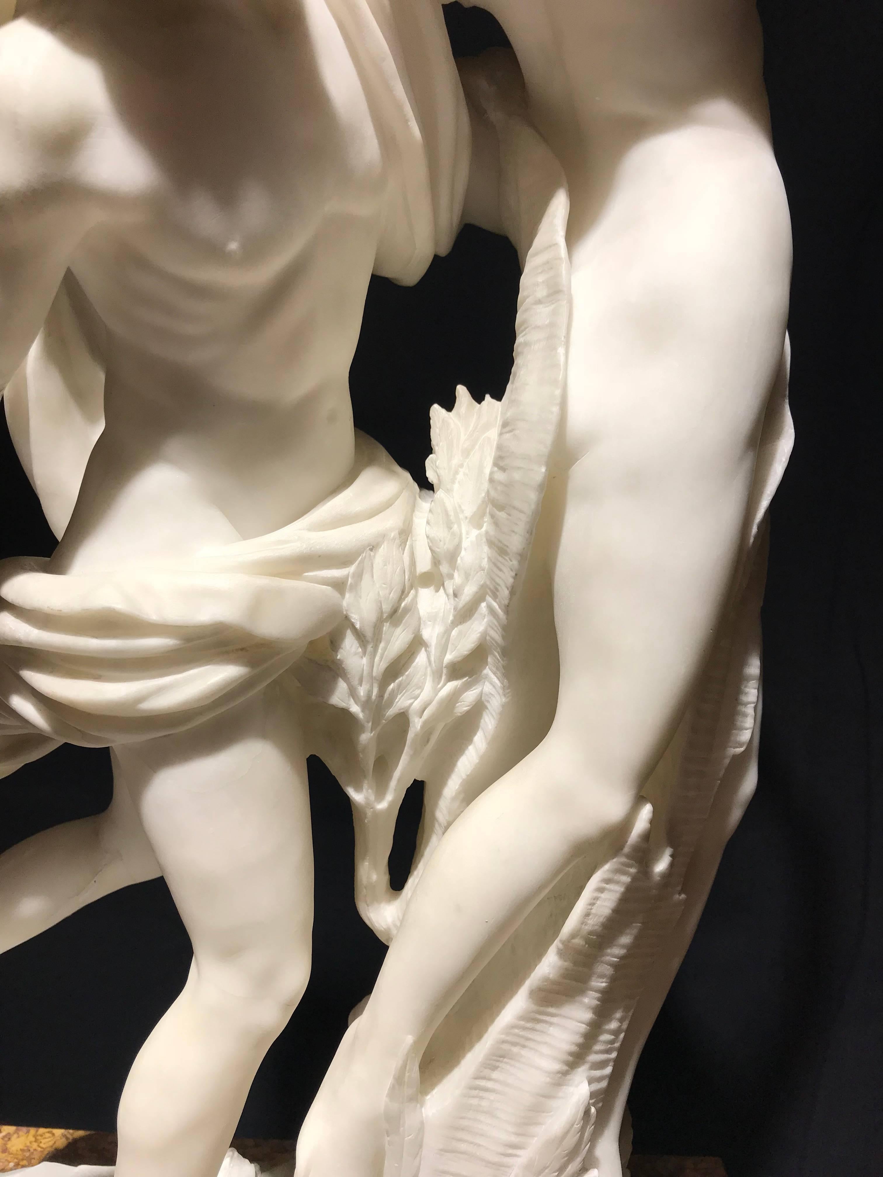 Sculpture Apollo and Dafne Italian White Alabaster 19th Century after Bernini  8