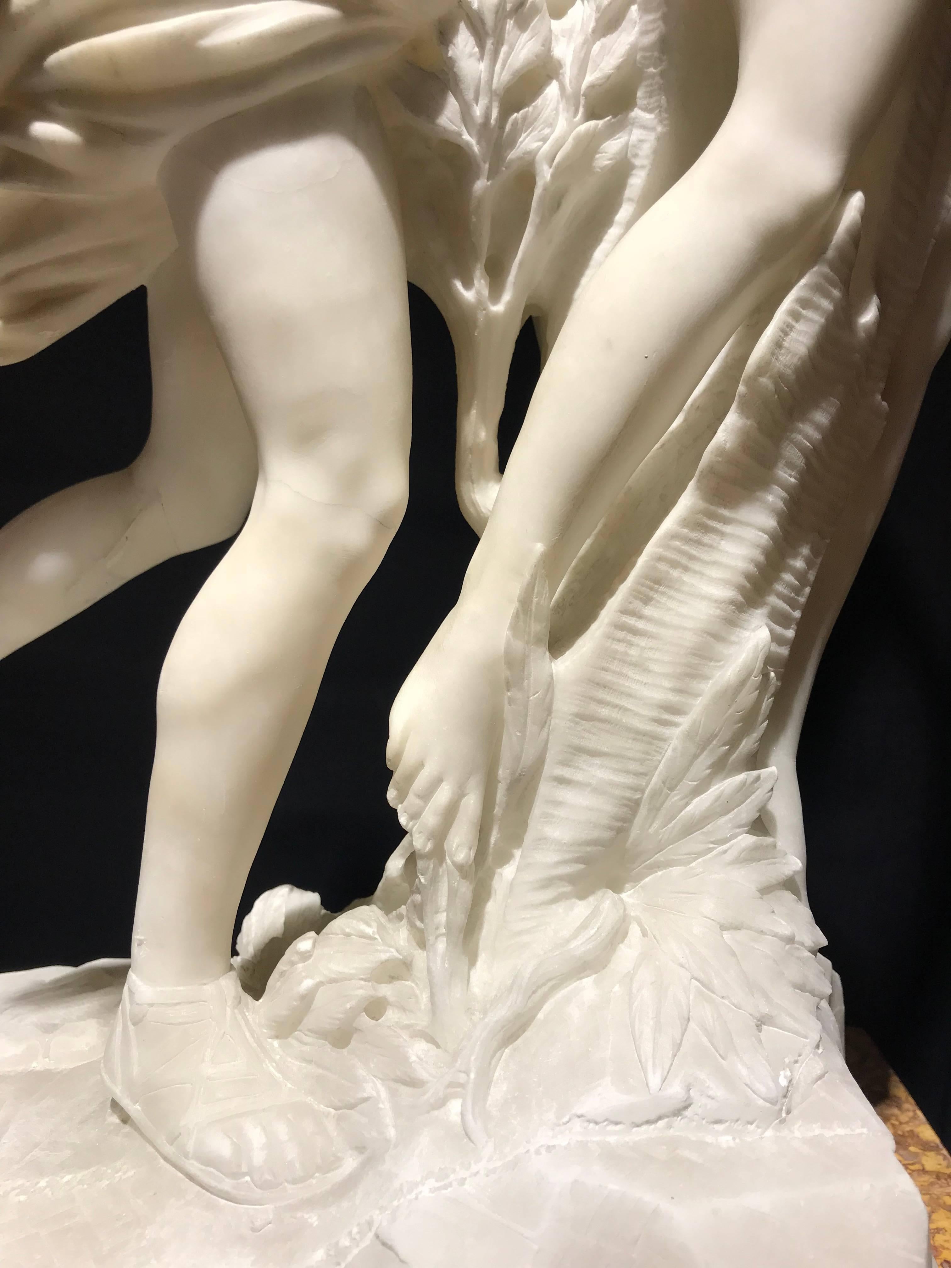 Sculpture Apollo and Dafne Italian White Alabaster 19th Century after Bernini  9
