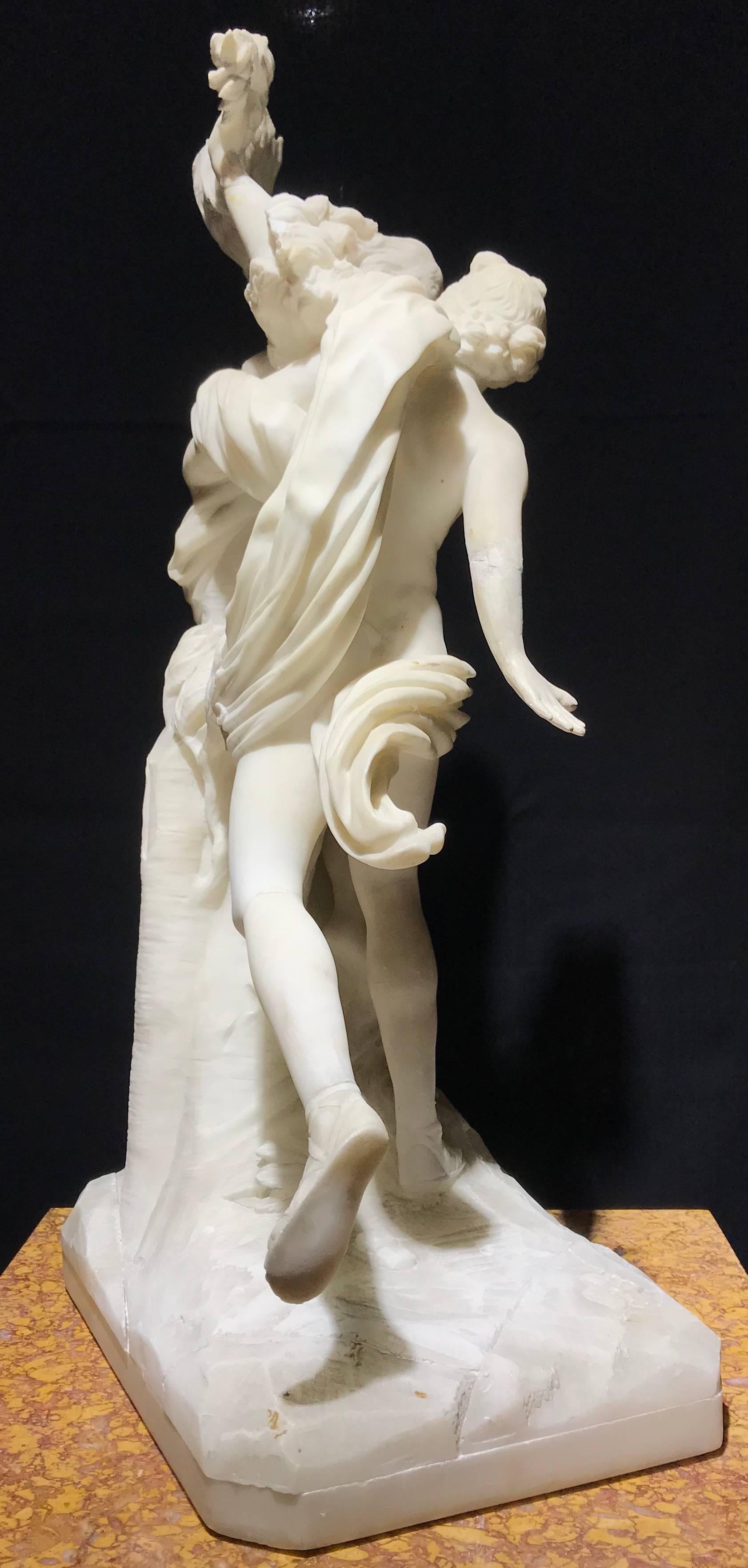 Sculpture Apollo and Dafne Italian White Alabaster 19th Century after Bernini  In Good Condition In Roma, IT