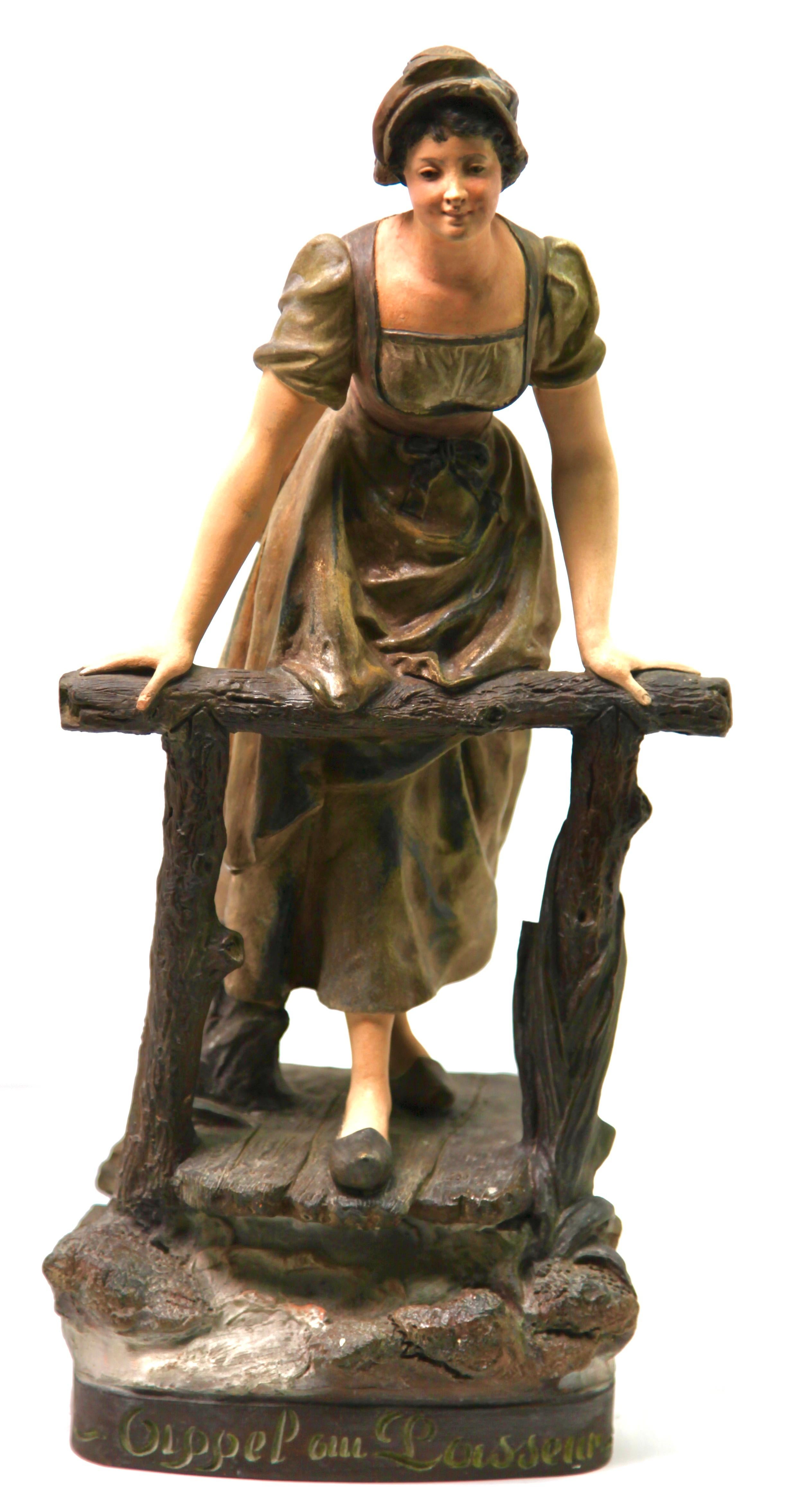 Skulptur „Appel Au Passeur“ von J. Le Guluche, Herausgeber, „A. Hanne“, signiert (Handgefertigt) im Angebot