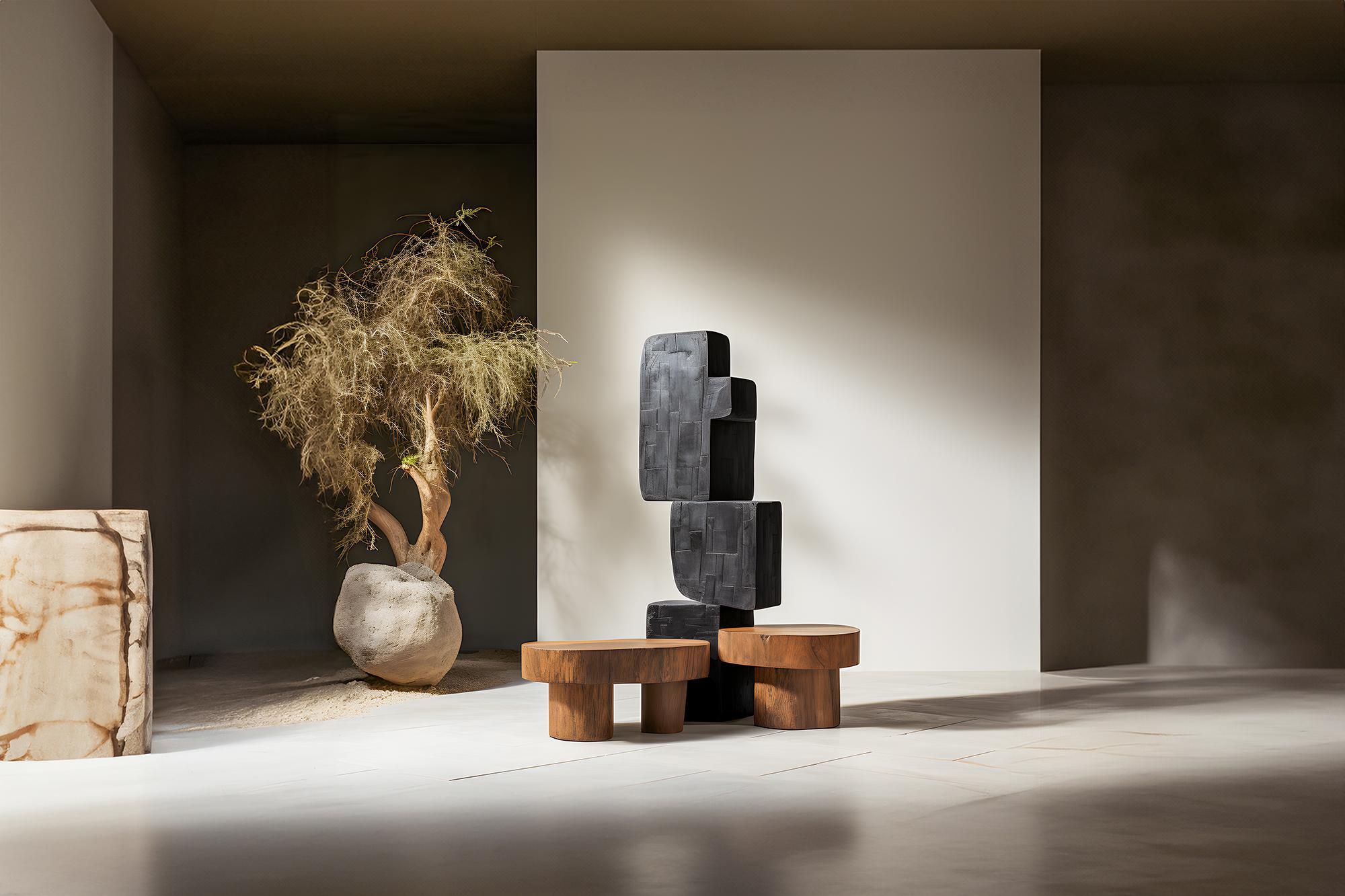 Brutalismo Sculpture-Base Unseen Force #67: Tavolino da caffè in Oak di Joel Escalona, Design Unico in vendita