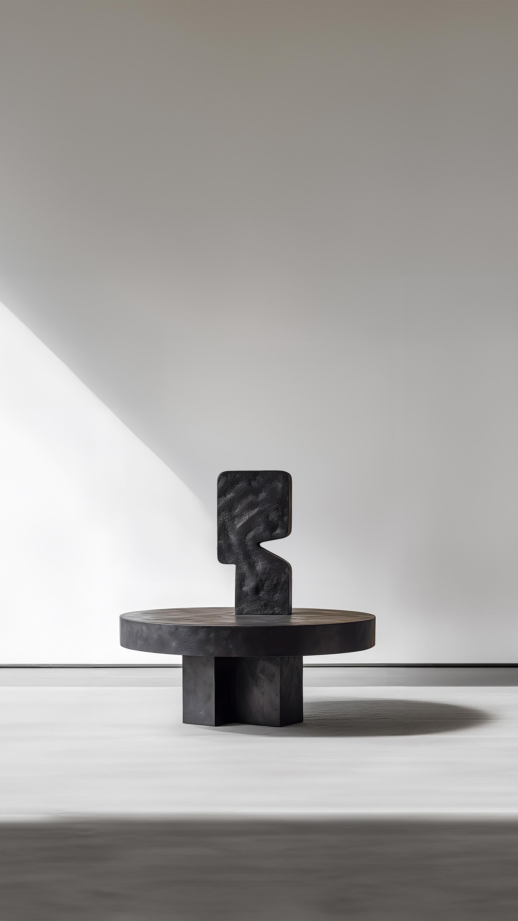 Mexican Sculpture-Base Unseen Force #7 Joel Escalona's Oak Coffee Table, Unique Design For Sale