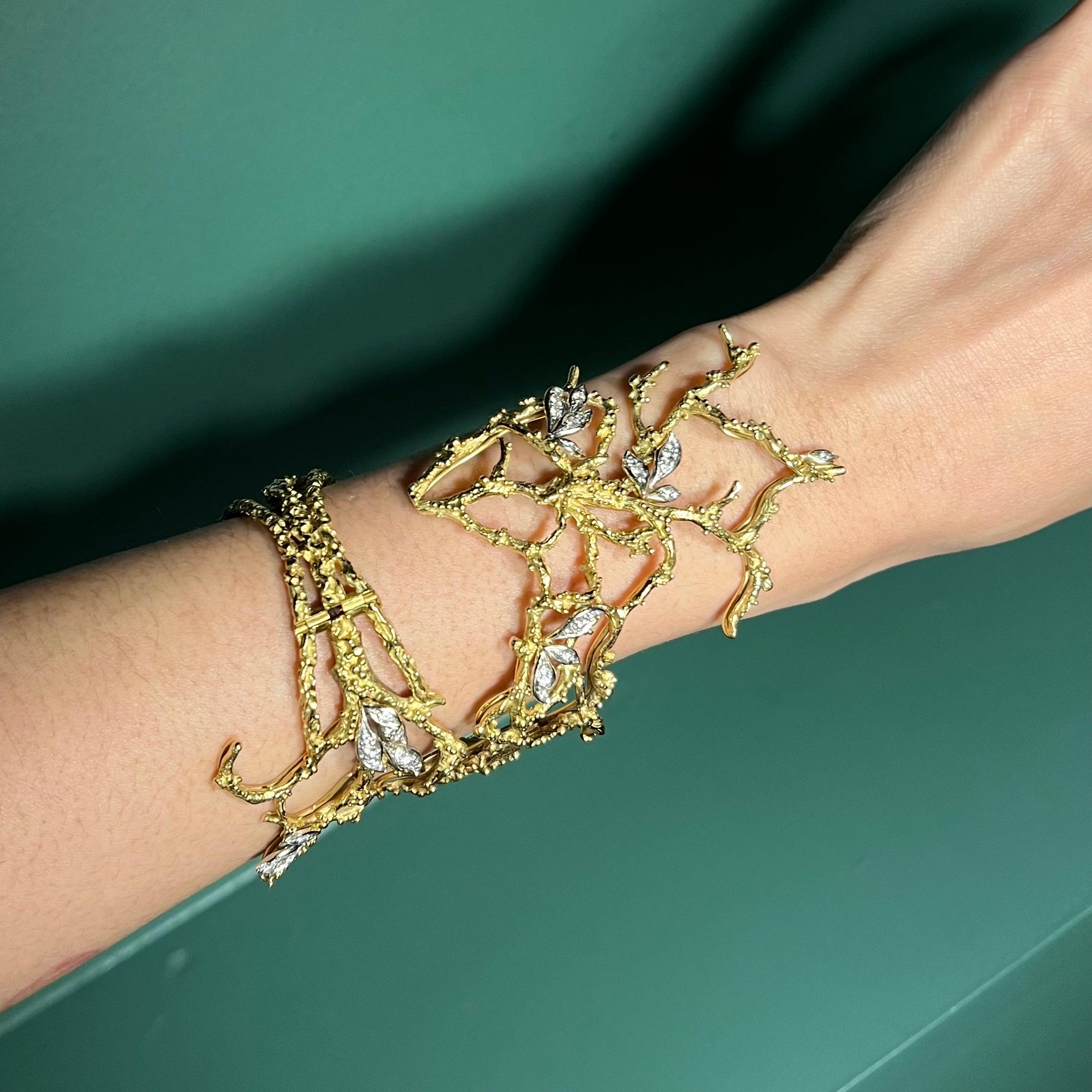 Skulptur-Armband Gilbert Albert Gold und Diamanten 1970er Jahre im Angebot 3