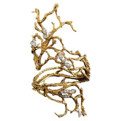 Pulsera Escultura Gilbert Albert Gold y Diamantes Años 70