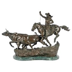 Sculpture, Bronze, Elie Hazak (B. 1945): "Turning The Herd", Signed, Dated, Numb