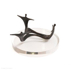 Sculpture Bronze Figurative 3 Dancers Biomorphic Abstract diameter 22cm 8 3/4"