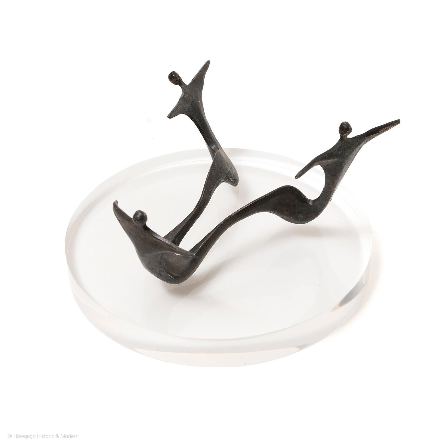 French Sculpture Bronze Figurative 3 Dancers Biomorphic Abstract diameter 22cm 8 3/4