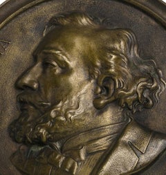 Sculpture - Bronze medallion - Léon Gambetta (signed)