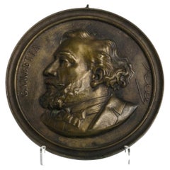 Sculpture - Bronze medallion - Léon Gambetta (signed)
