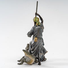 Sculpture, Bronze of Vienna, "Crocodile", Signed Bergman, Orientalist