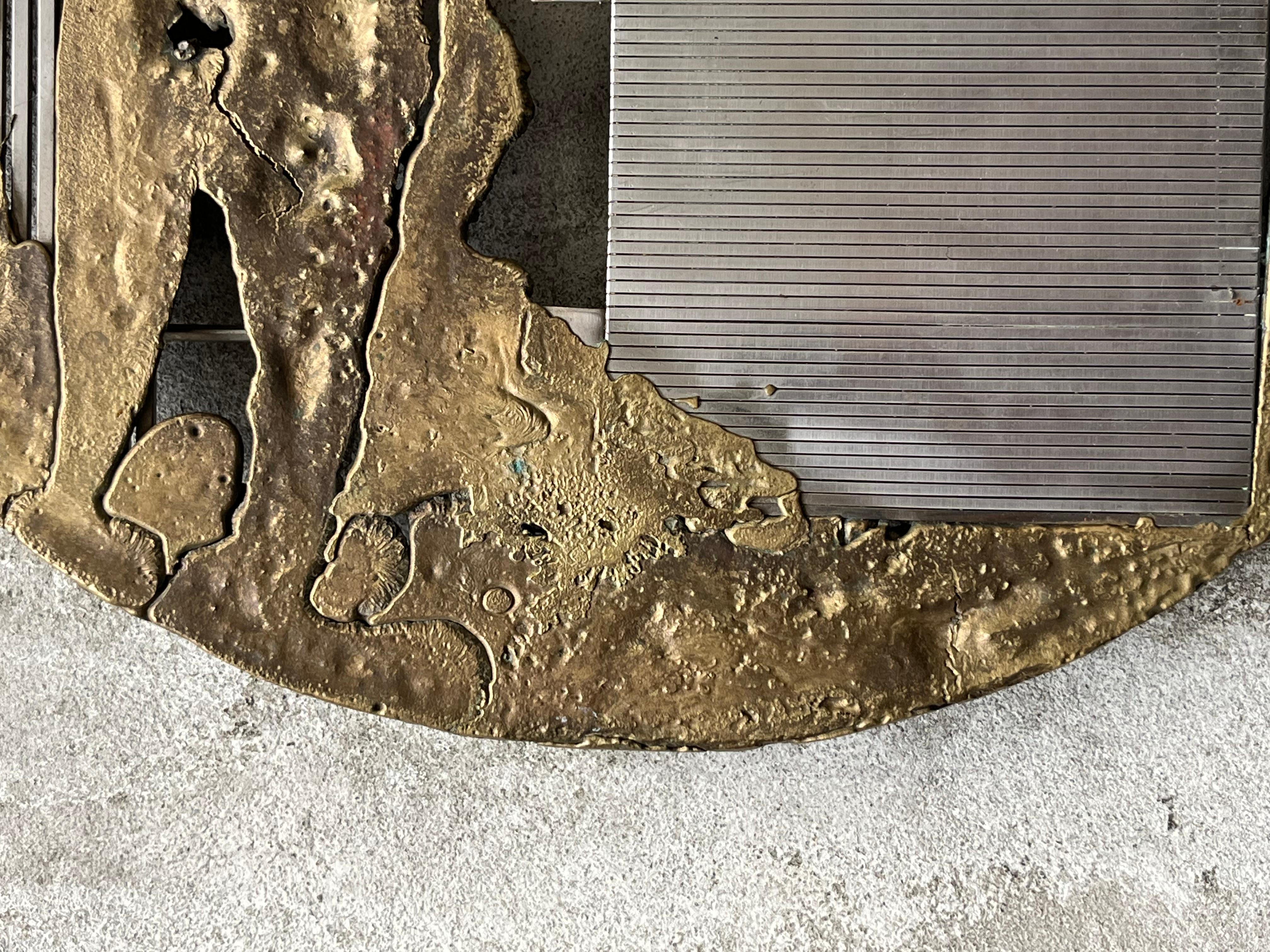 Escultura brutalista 1970 bronce y metal firmada en Excelente estado para la venta en LYON, FR