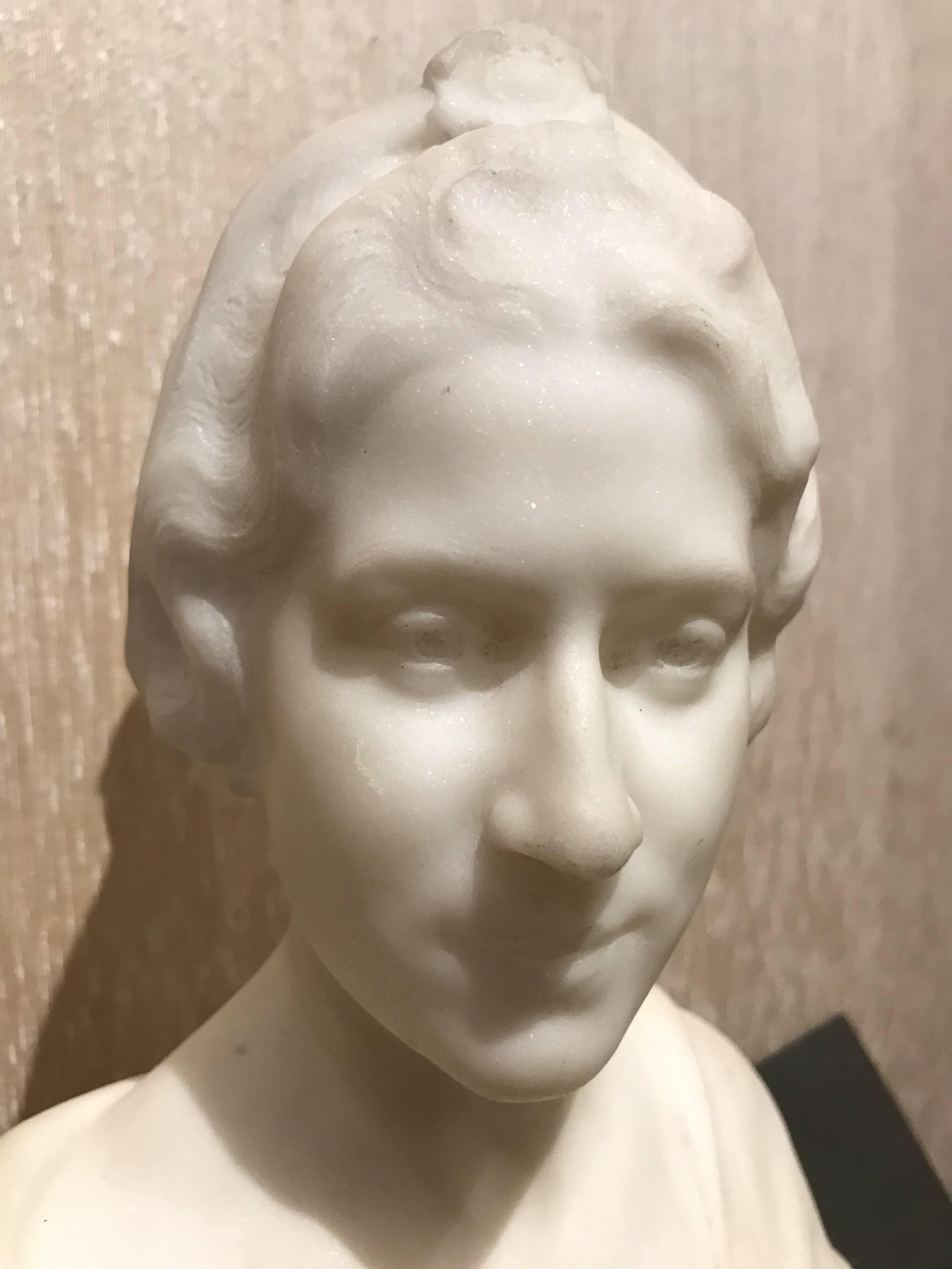 Fine work of good expressive power. Spectacular Wall Sculpture “Bust of a Lady” made of white marble is from France, Europe.
Art Nouveau approx. 1900-10
Signed: Aug. Maillard
Scuptor: Auguste Maillard, France, 1864-1944.