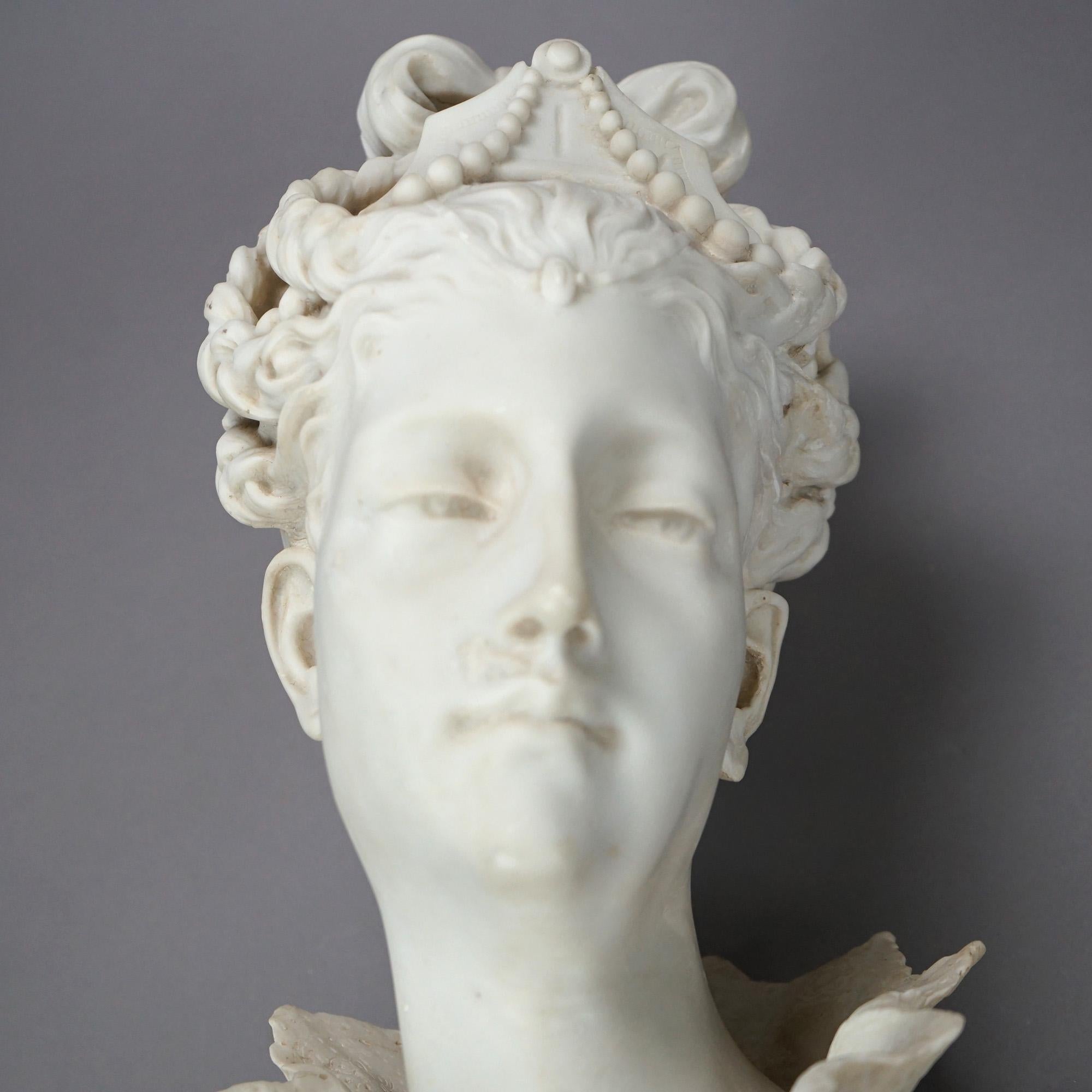 Sculpture Bust of Neoclassical Woman, Resin Composition, 20th C 5