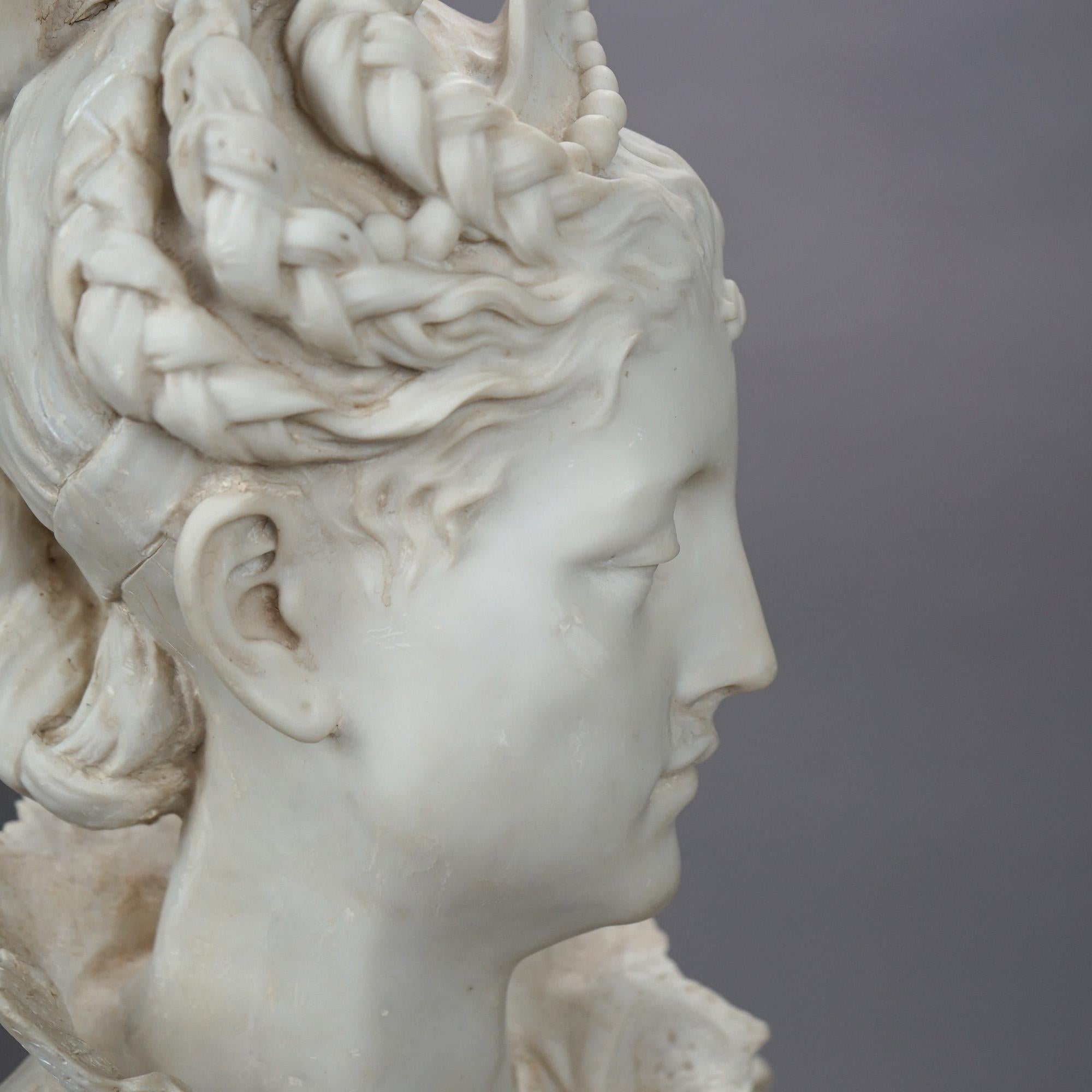Sculpture Bust of Neoclassical Woman, Resin Composition, 20th C 6