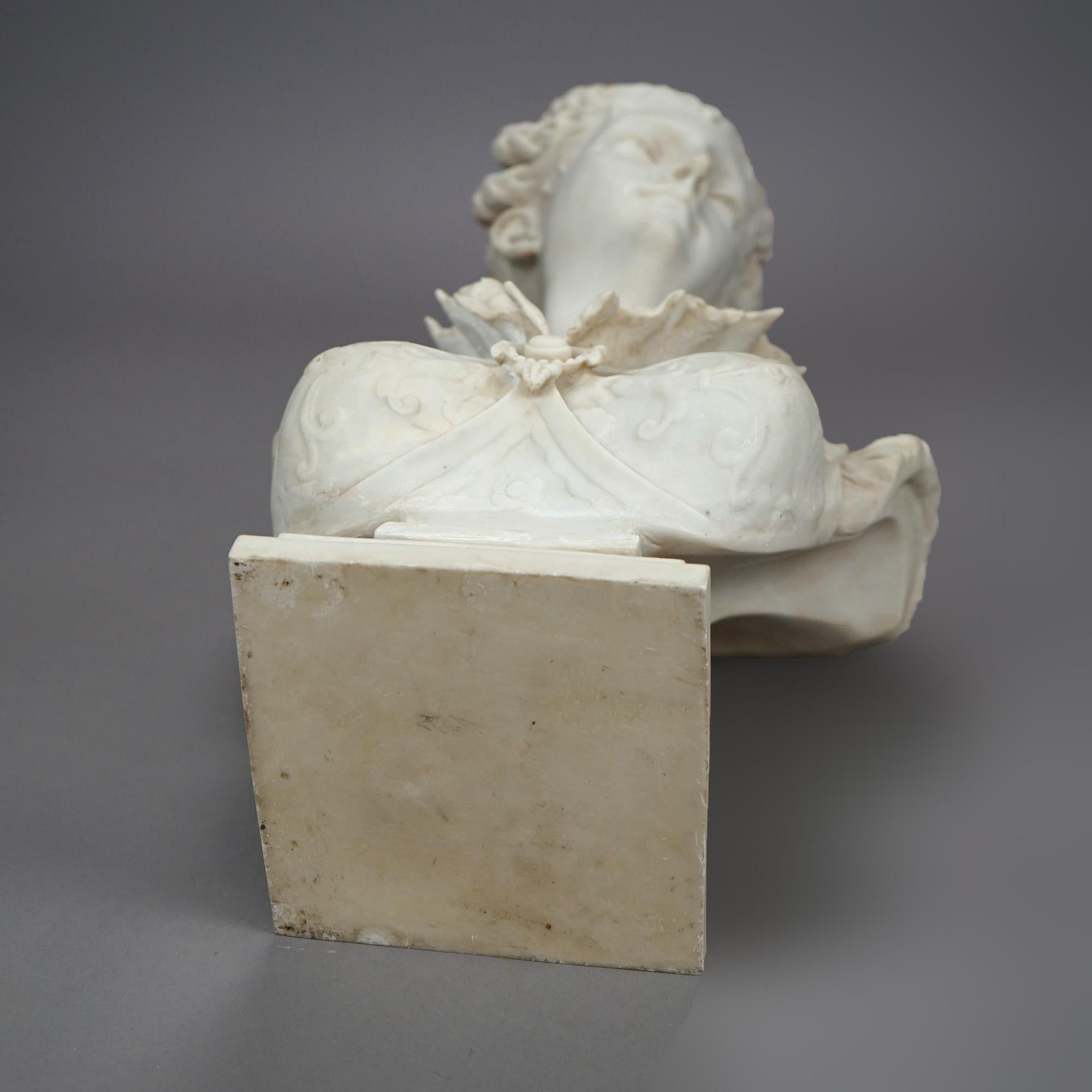 Sculpture Bust of Neoclassical Woman, Resin Composition, 20th C 9