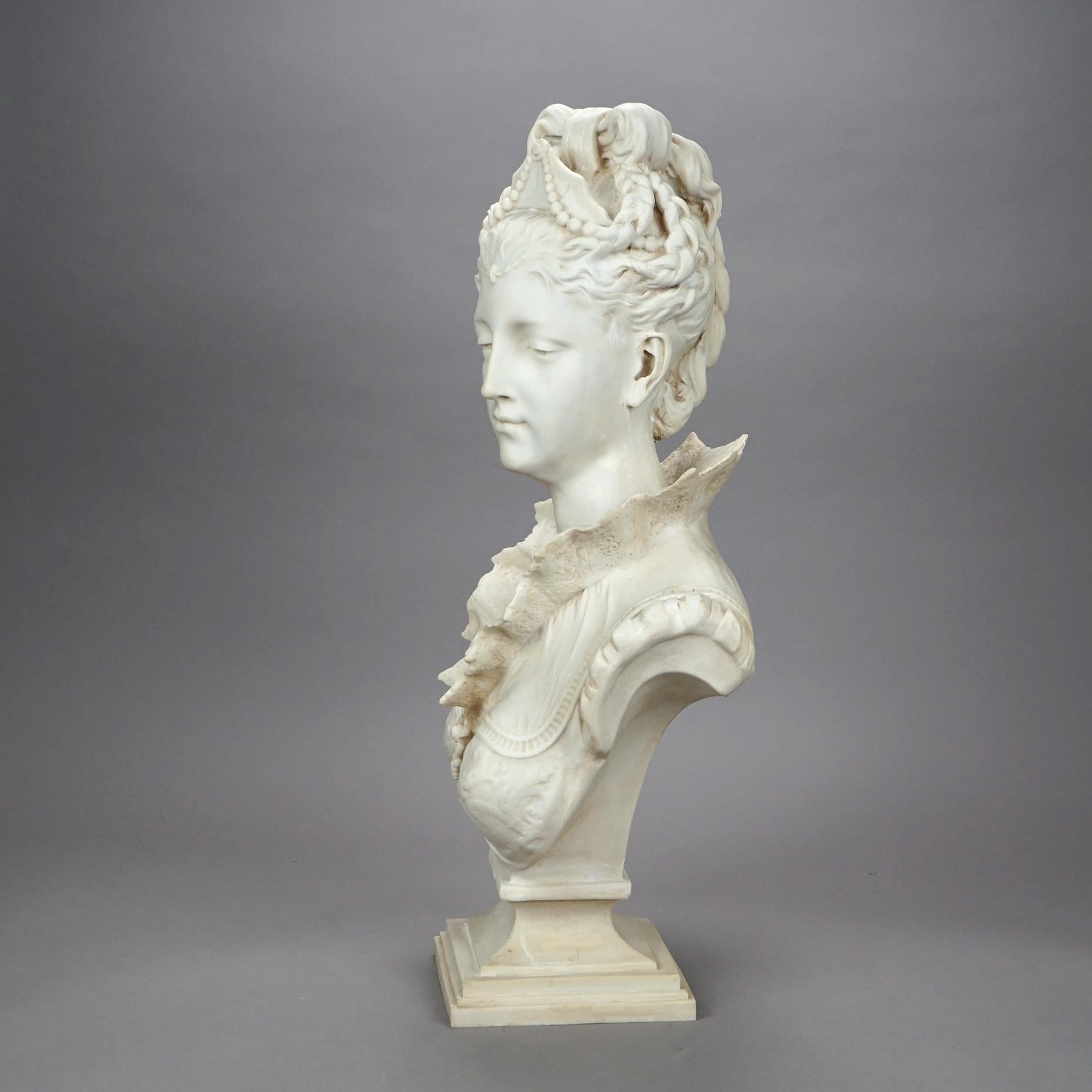 Sculpture Bust of Neoclassical Woman, Resin Composition, 20th C In Good Condition In Big Flats, NY