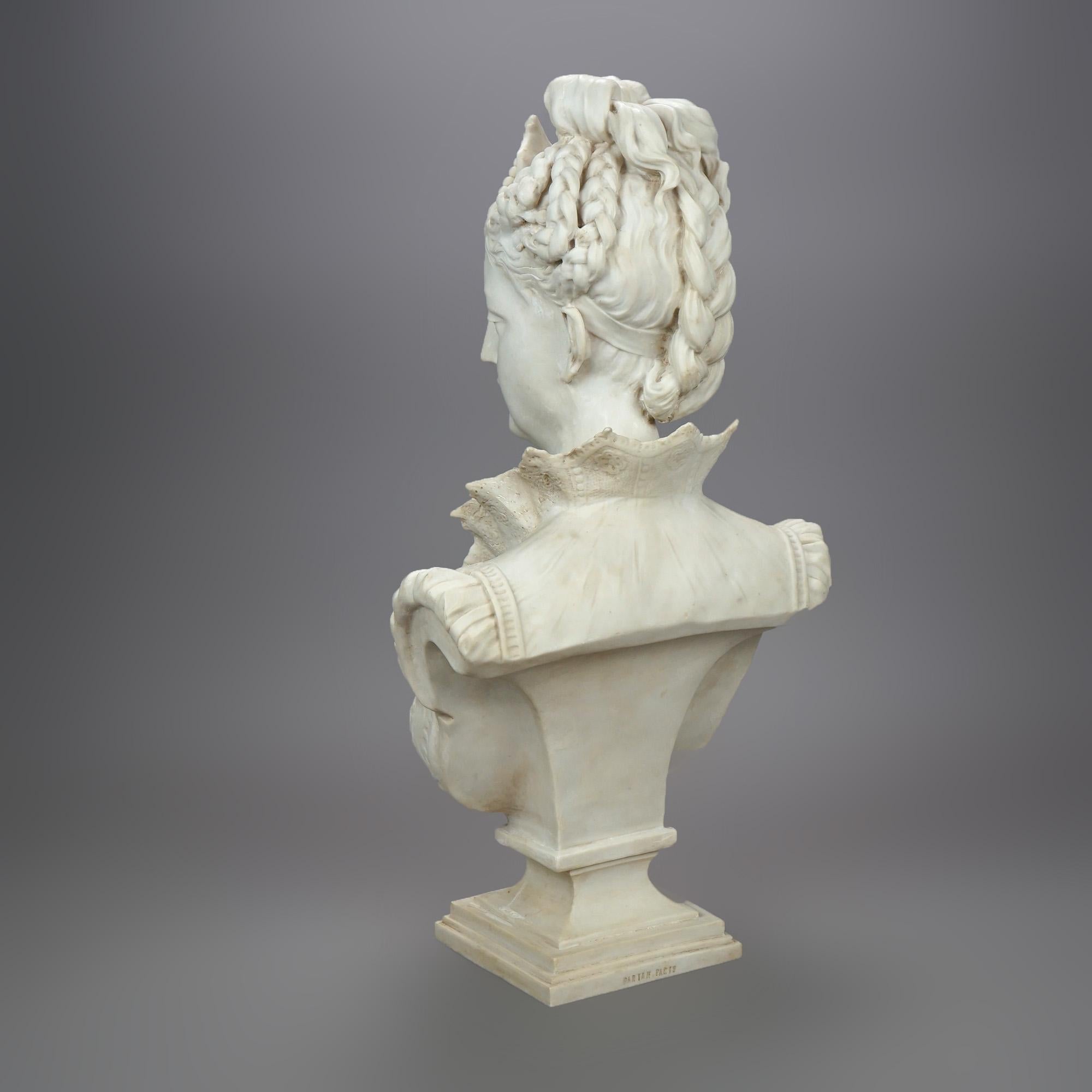 Sculpture Bust of Neoclassical Woman, Resin Composition, 20th C 1