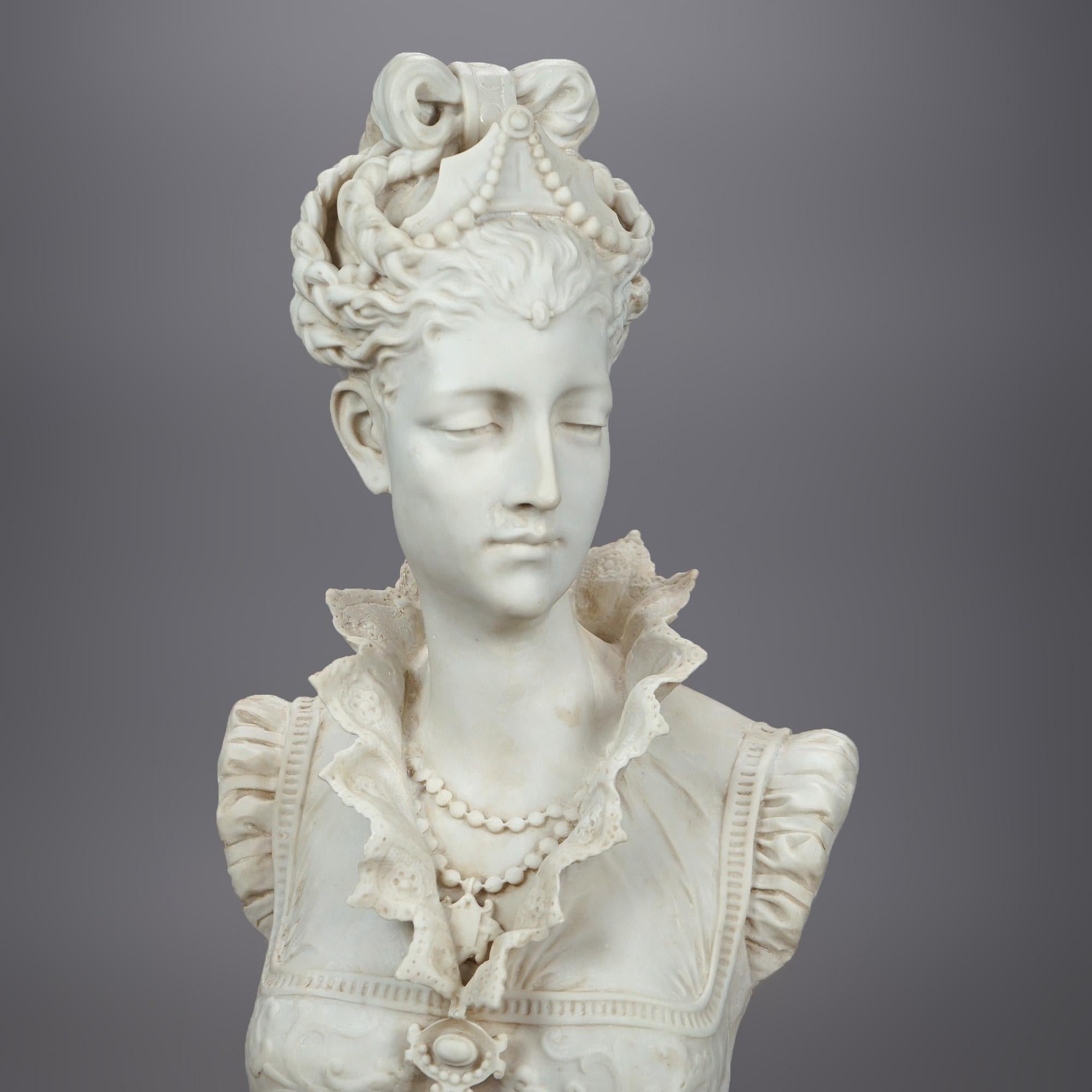 Sculpture Bust of Neoclassical Woman, Resin Composition, 20th C 3