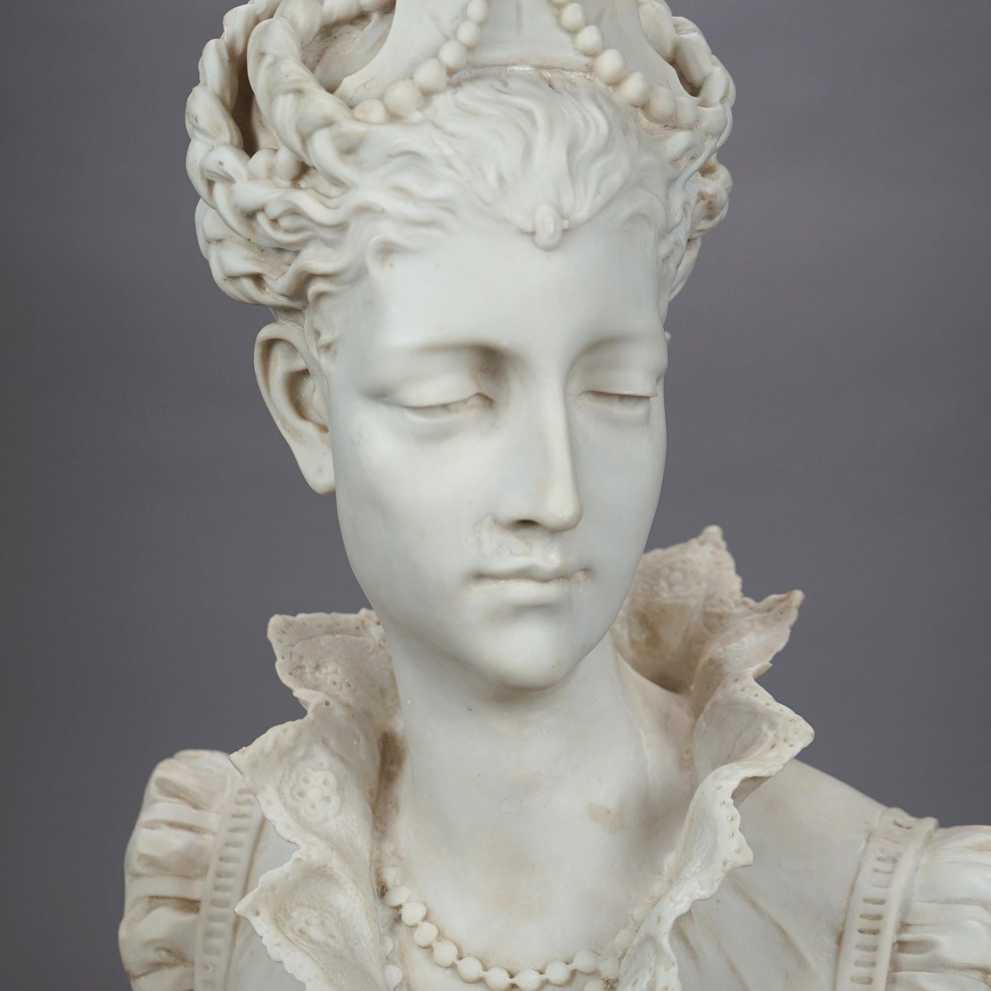 Sculpture Bust of Neoclassical Woman, Resin Composition, 20th C 4