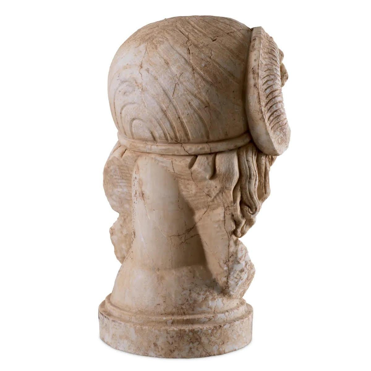 French Sculpture, Bust of Zeus in Patinated Marble, Statue in the Style of Ancient Rome For Sale