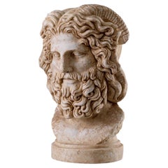 Escultura, Busto de Zeus en Mármol Patinado, Estatua al Estilo de la Antigua Roma