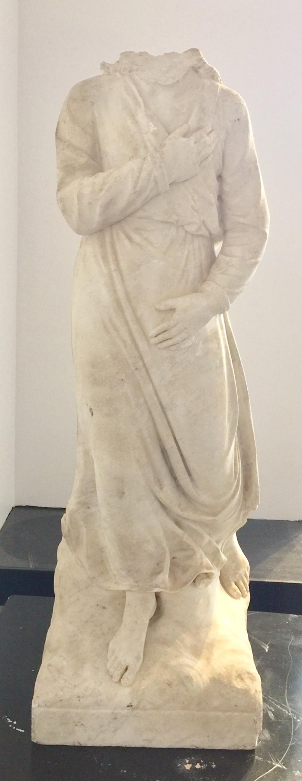 Sculpture Bust Statue, 16th Century Italian Renaissance Marble Angel 7