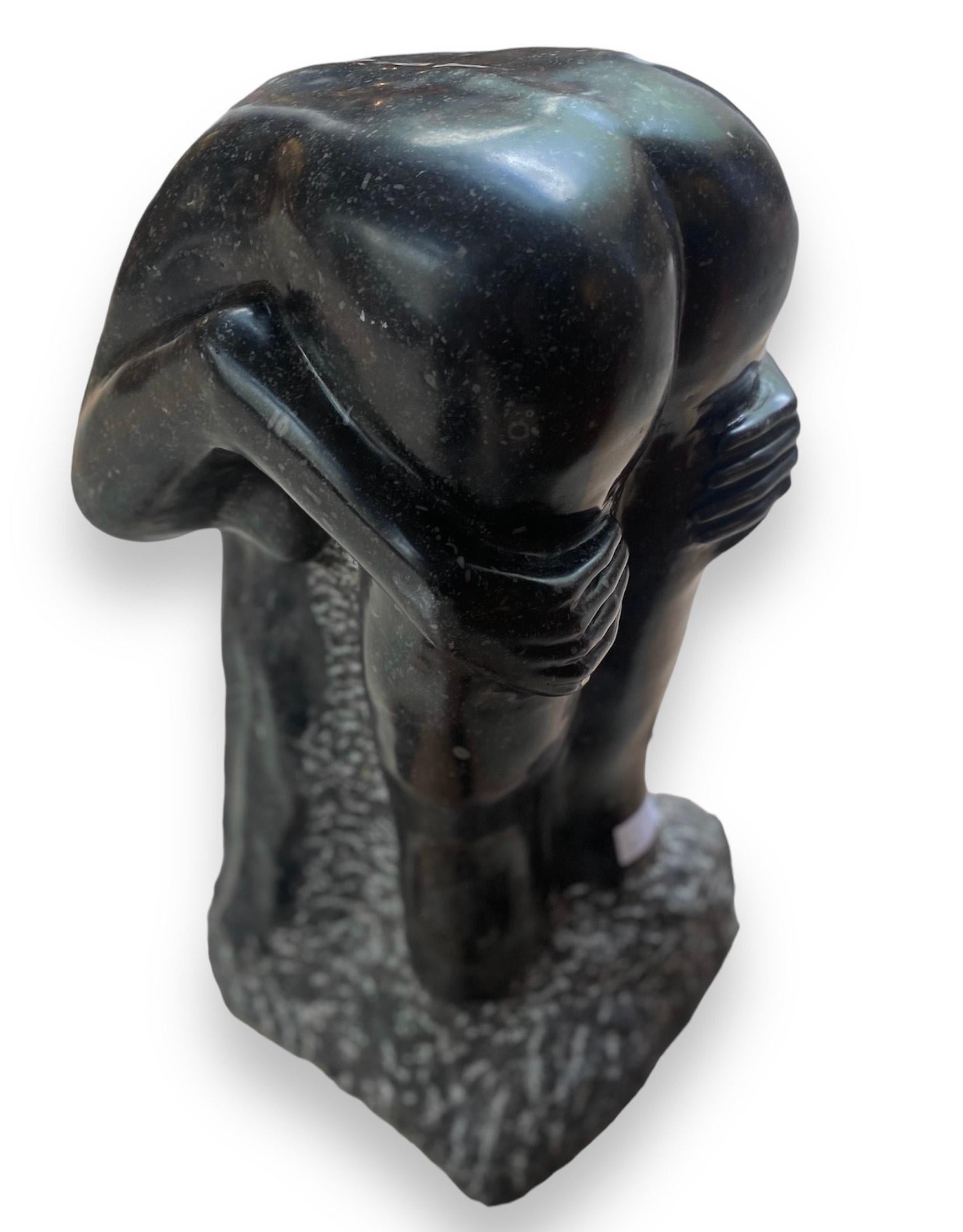Sculpture by Bruno Quoilin 'xx' Female Nude, Black Marble Sculpture For Sale 6