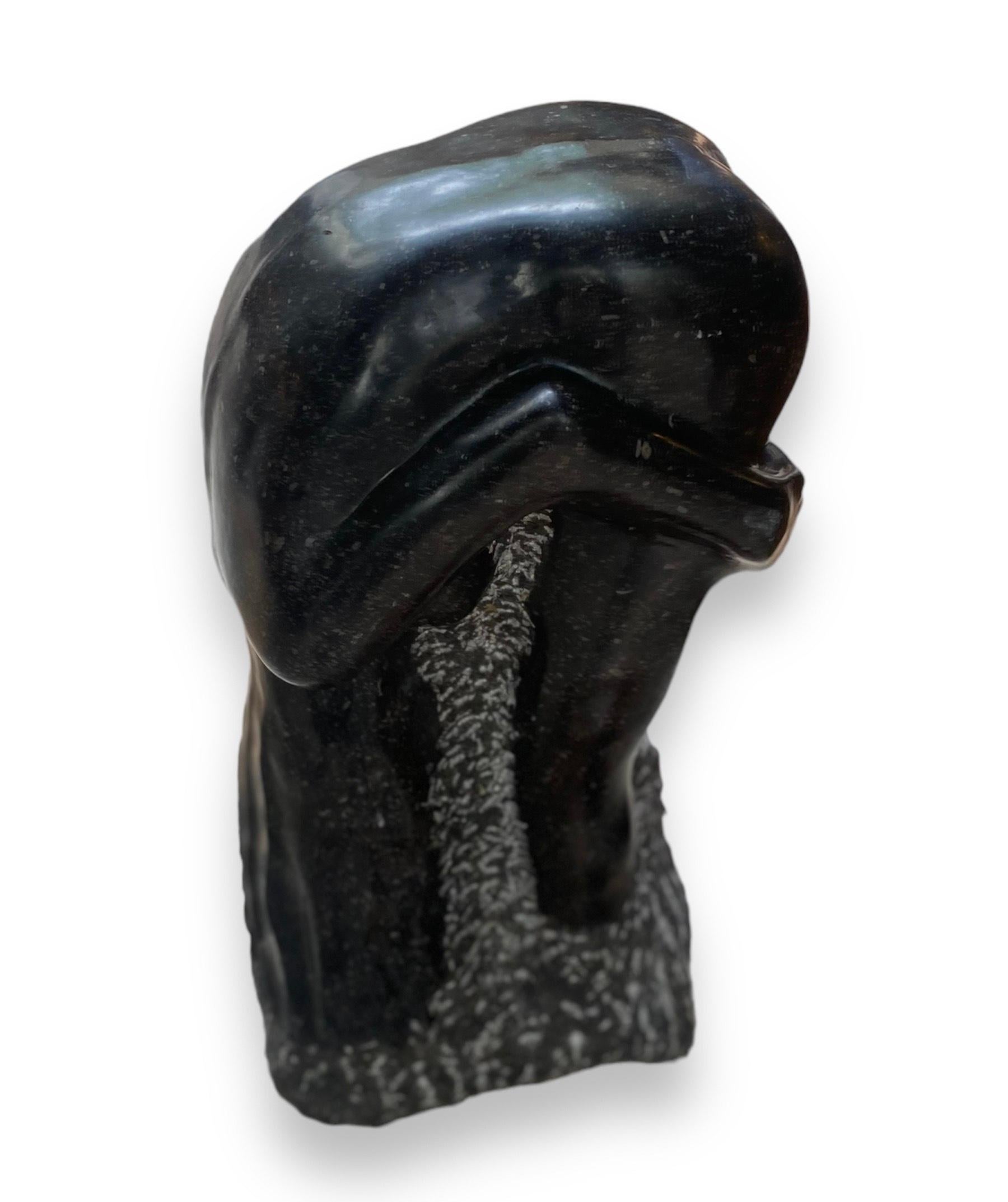 Sculpture by Bruno Quoilin 'xx' Female Nude, Black Marble Sculpture In Good Condition For Sale In Saint ouen, FR