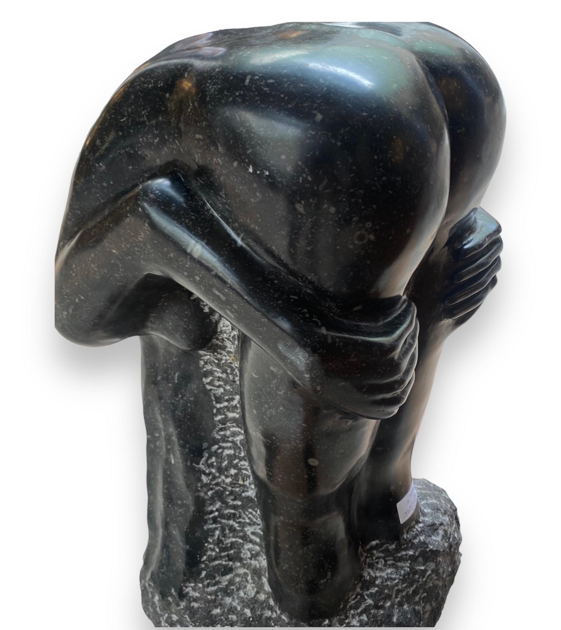Sculpture by Bruno Quoilin 'xx' Female Nude, Black Marble Sculpture For Sale 4