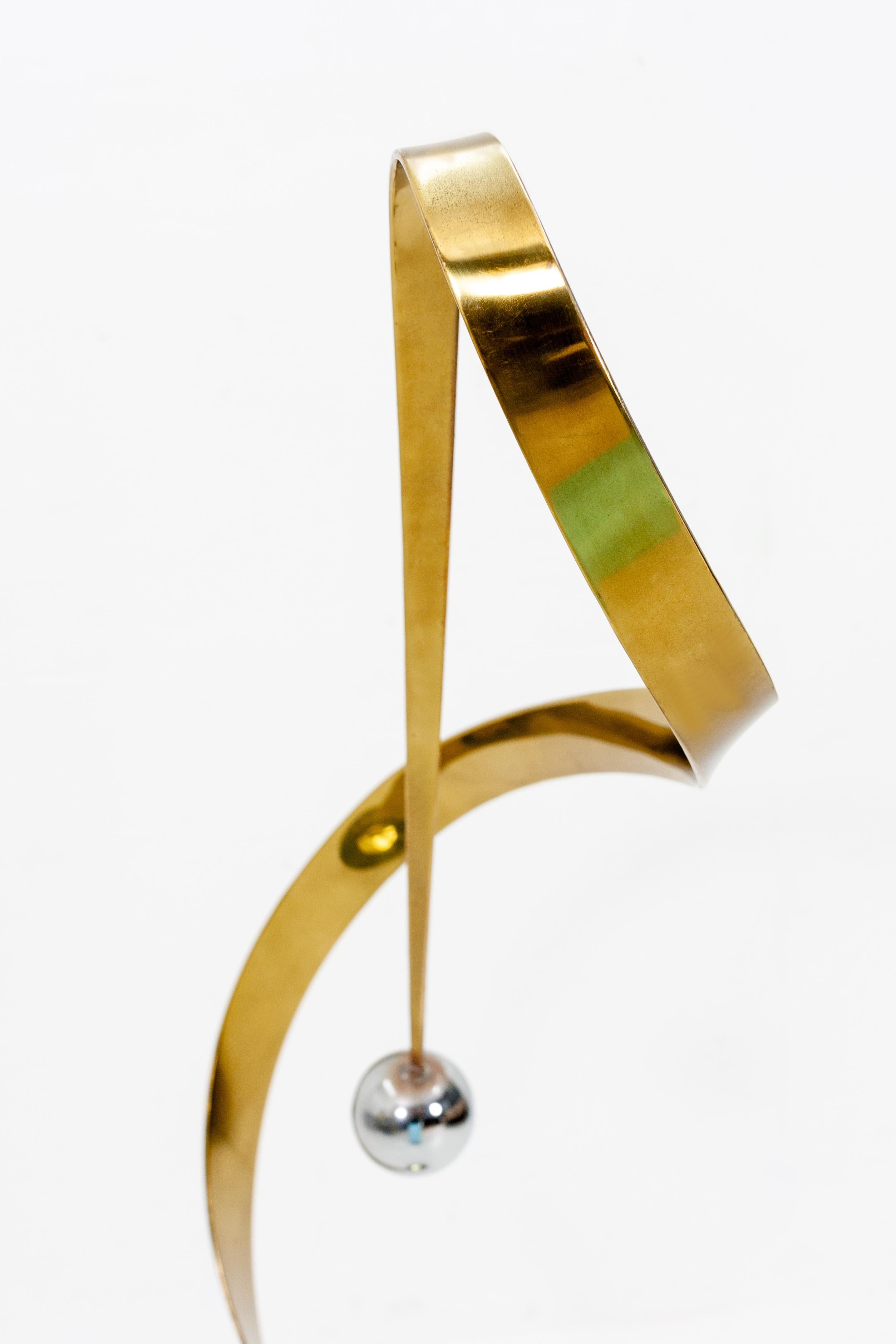 Modern Sculpture by C Jere Brass Ribbon, 1981
