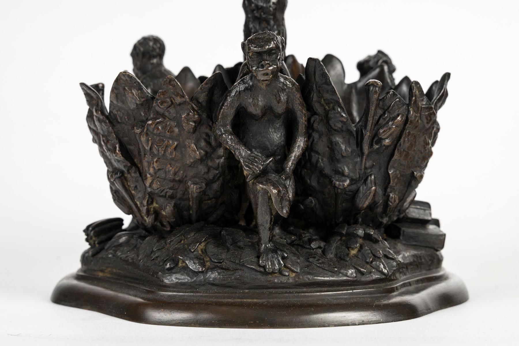 Bronze Sculpture de Christophe Fratin, palmier à cigare, période Napoléon III. en vente