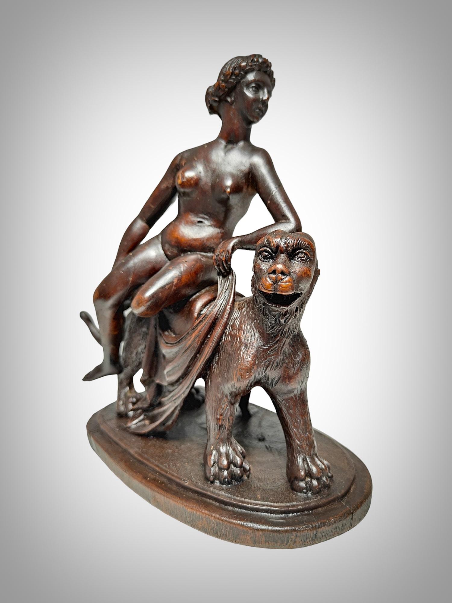 Skulptur von Johann Heinrich von Dannecker „Ariadne auf dem Panther“ (Obstholz) im Angebot