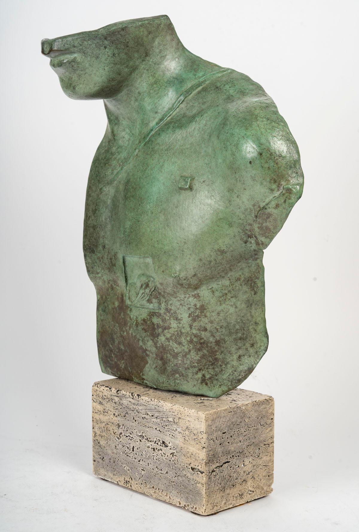 Scultura di Mitoraj raffigurante un busto di uomo in bronzo, XX secolo. In condizioni buone in vendita a Saint-Ouen, FR