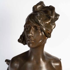 Sculpture By Nelson, Art Nouveau Woman, Circa 1900 In Electroplating.