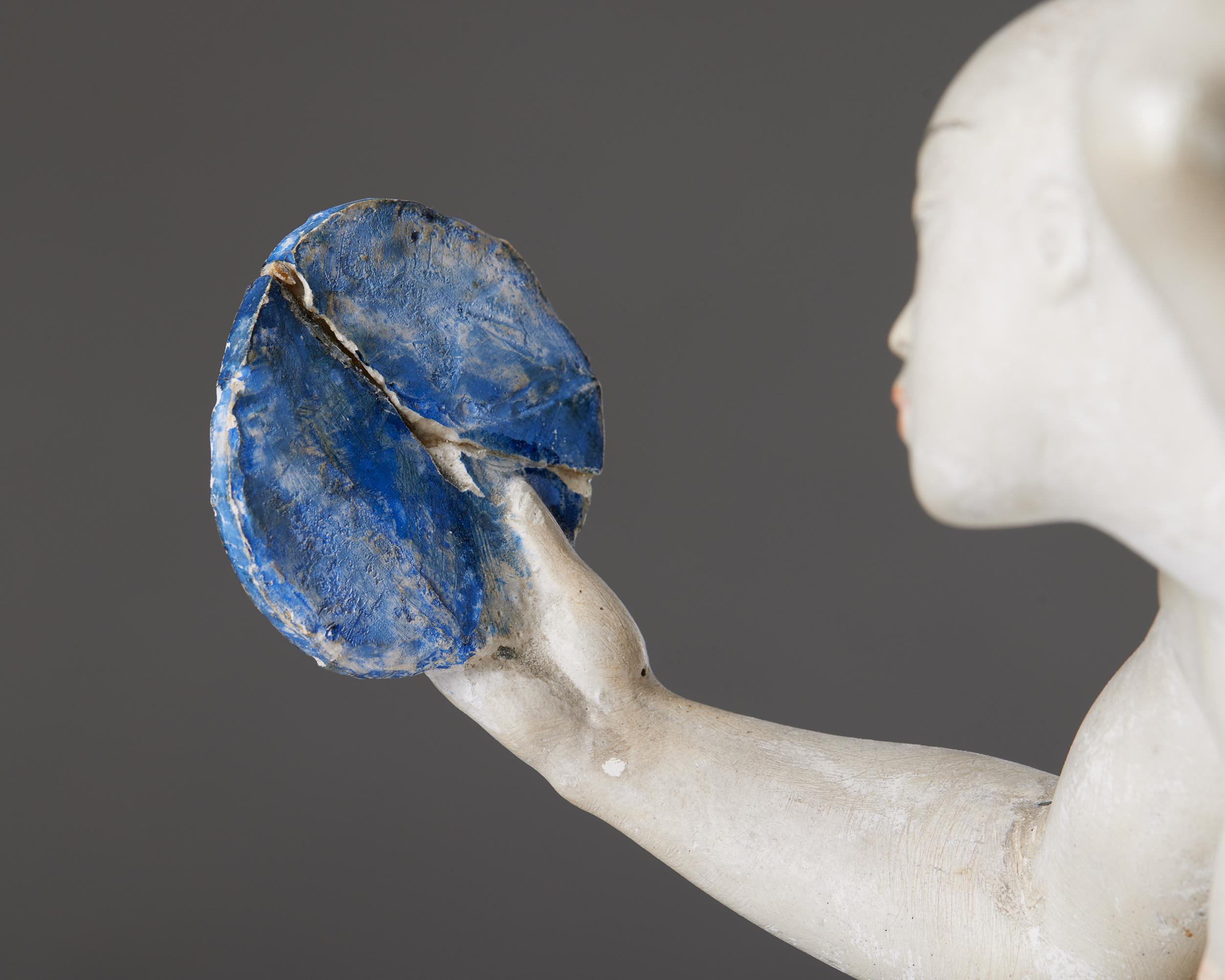 Mid-20th Century Sculpture by Nils Fougstedt, Sweden, 1941, Woman holding a mirror, Plaster For Sale