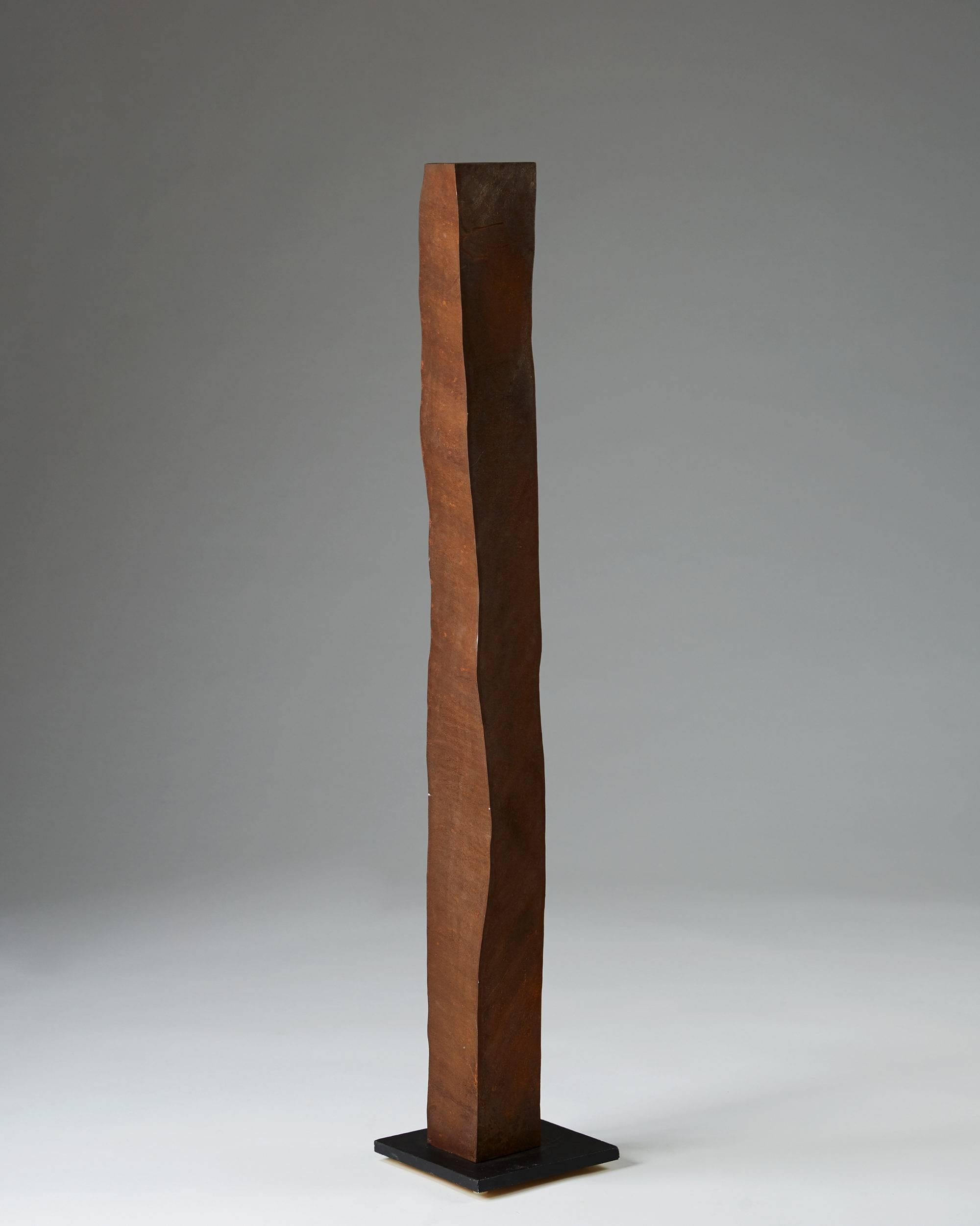 Sculpture by Peter Bonnén, 
Denmark, 2000s.

Oxidized cortén-steel. Signed.

Measures: H 127 cm/ 4' 2 3/8