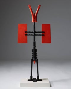 Scultura di Torsten Johansson, acciaio laccato e base di legno, Danimarca, anni '80