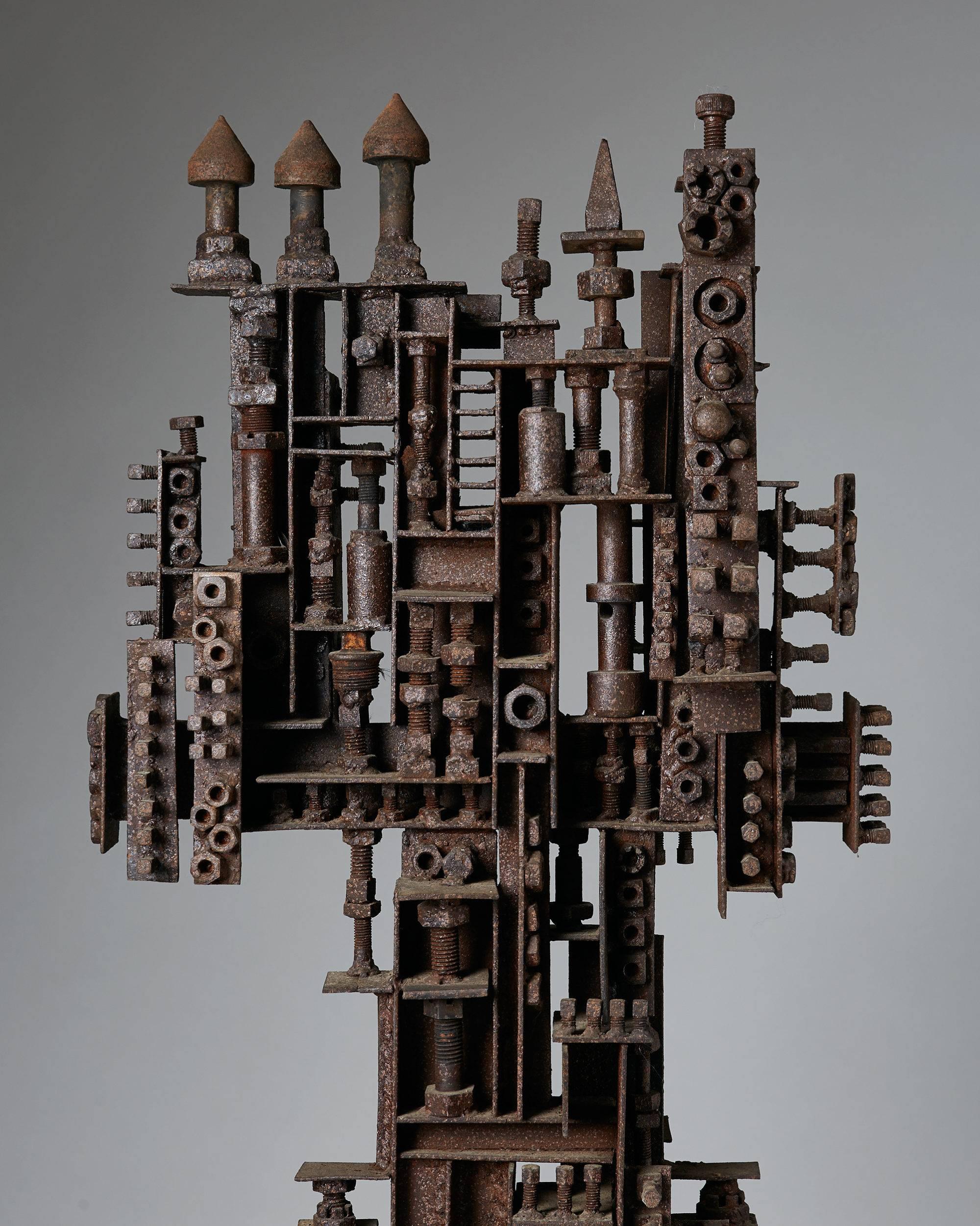 Sculpture by Torsten Johansson, 
Sweden, 1960s.

Assemblage of iron.

Measures: H 155 cm/ 5' 1