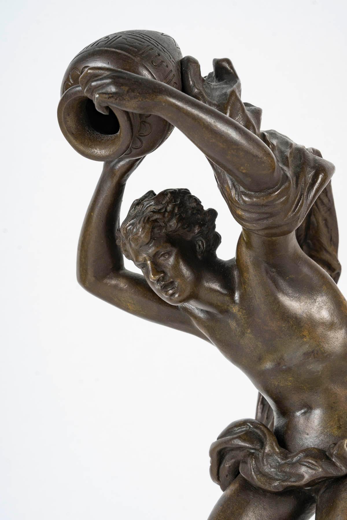 Bronze Sculpture de U.Basset, Le Torrent, Sculpture en bronze, 19e siècle, Napoléon III. en vente