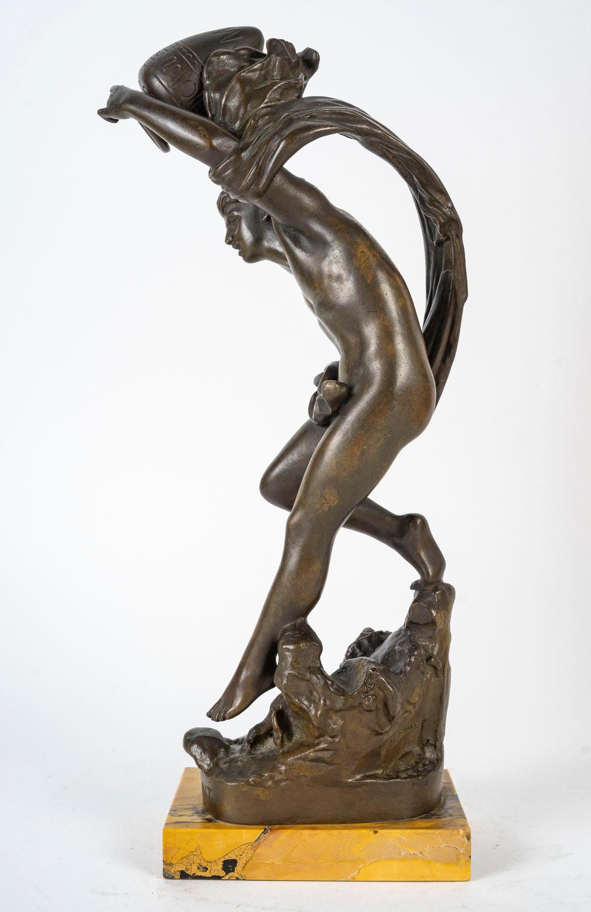 Sculpture by U.Basset, Le Torrent, Bronze Sculpture, 19th Century, Napoleon III. For Sale 3