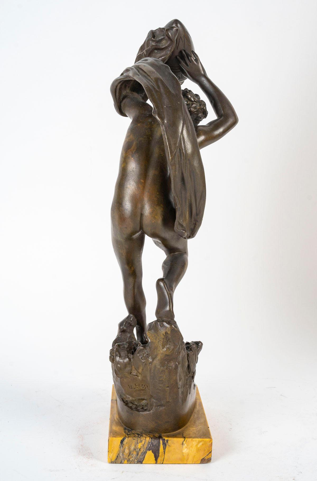 Sculpture by U.Basset, Le Torrent, Bronze Sculpture, 19th Century, Napoleon III. For Sale 4