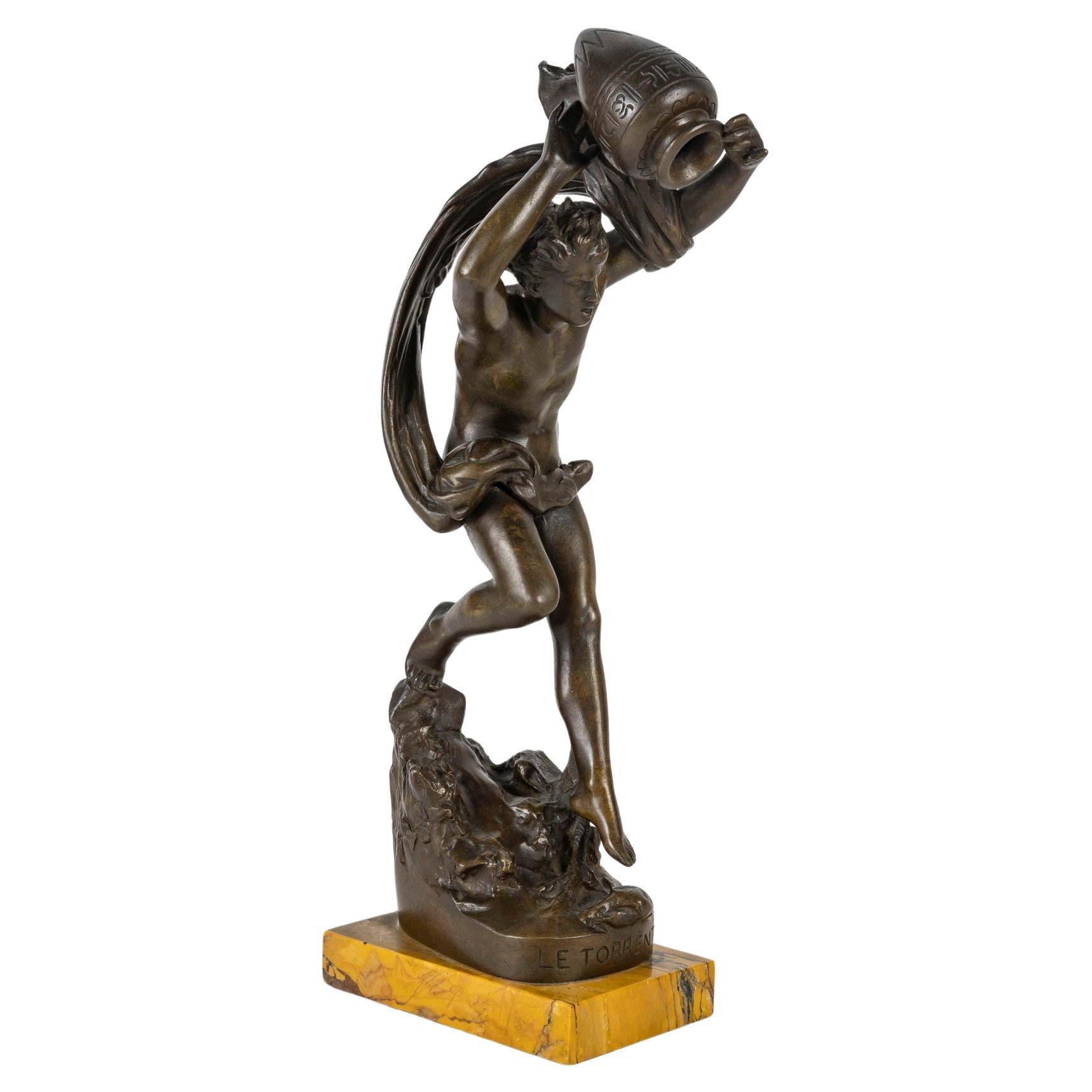 Sculpture by U.Basset, Le Torrent, Bronze Sculpture, 19th Century, Napoleon III. For Sale