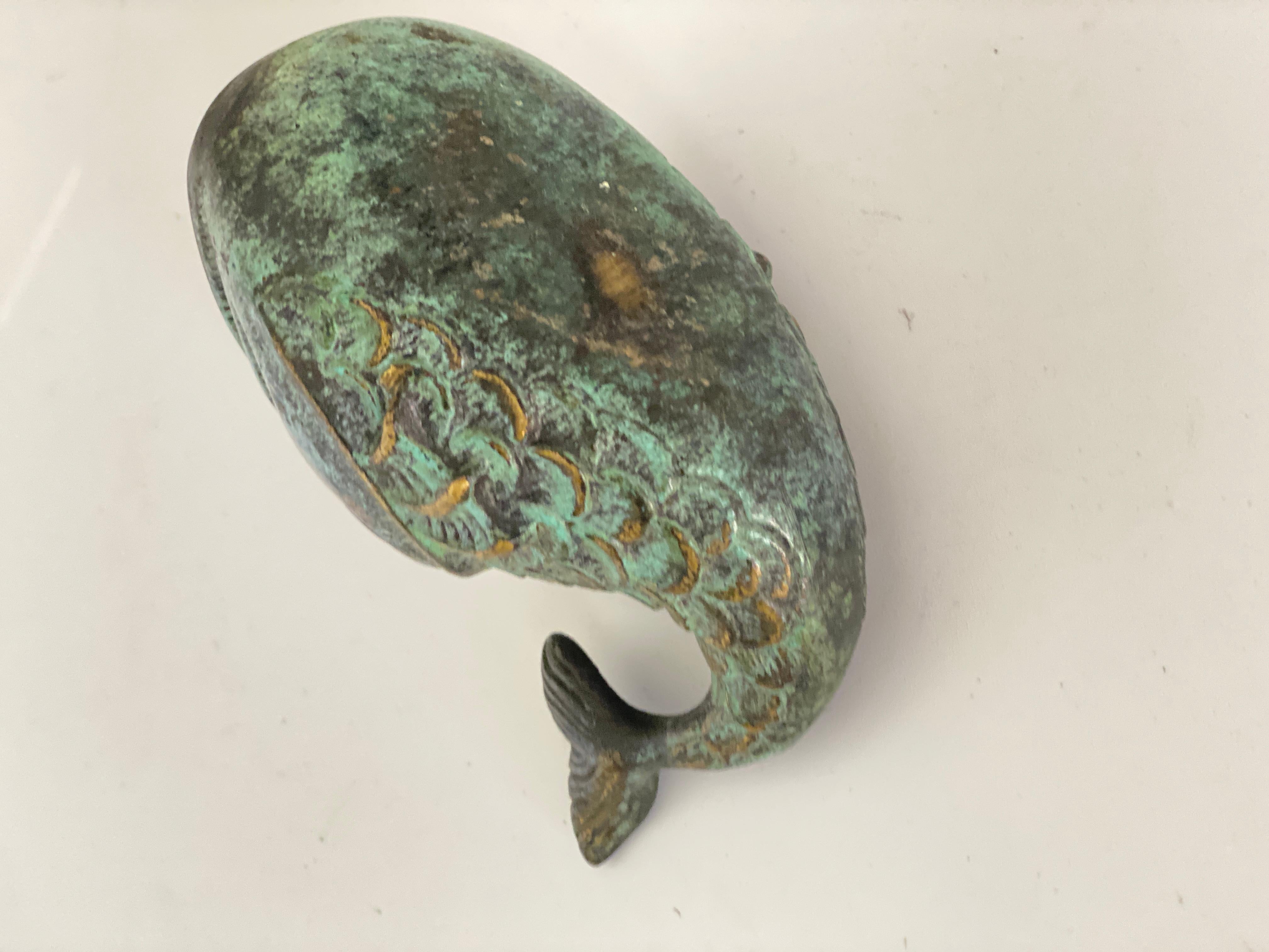 Patinated Sculpture by Walter Bosse, Ashtray in Brass, Austria circa 1960, Old Patina For Sale