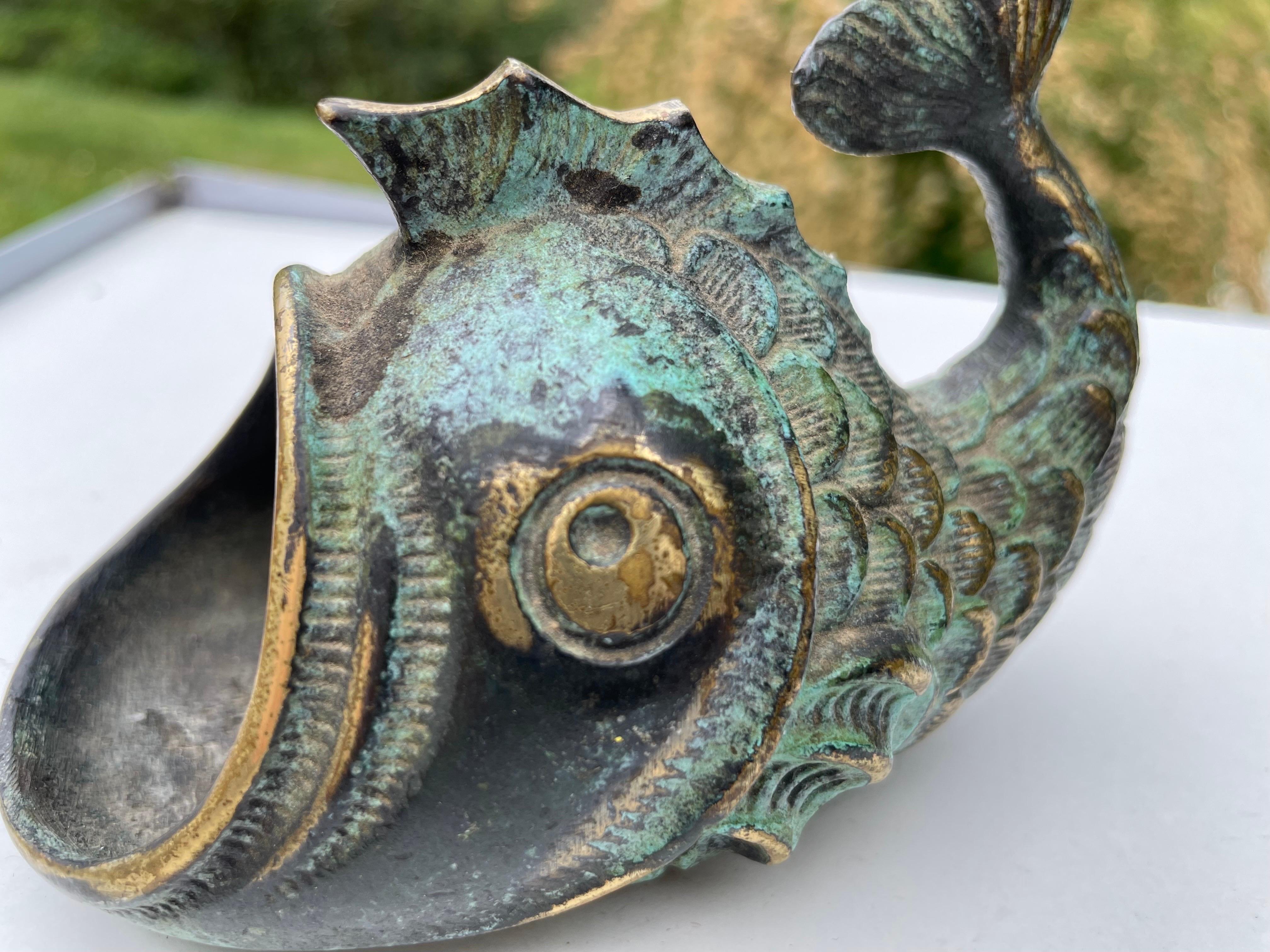 Patinated Sculpture by Walter Bosse, Ashtray in Brass, Austria circa 1960, Old Patina