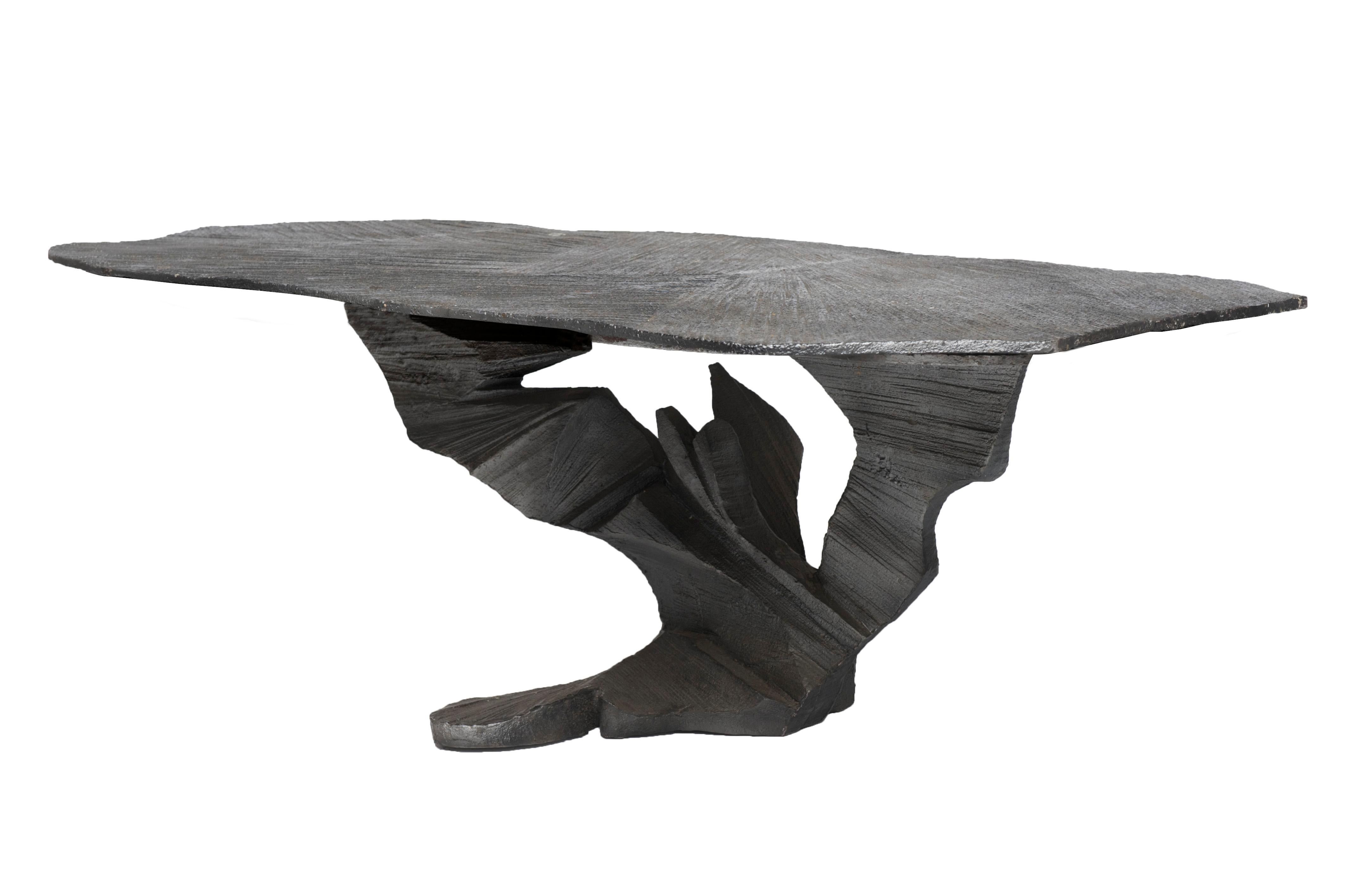 Brutalist Sculpture Cast Aluminum Table, Ansel Table For Sale