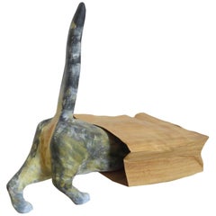 Sculpture "Cat in a Poke" handcarved in germany, solid Wood